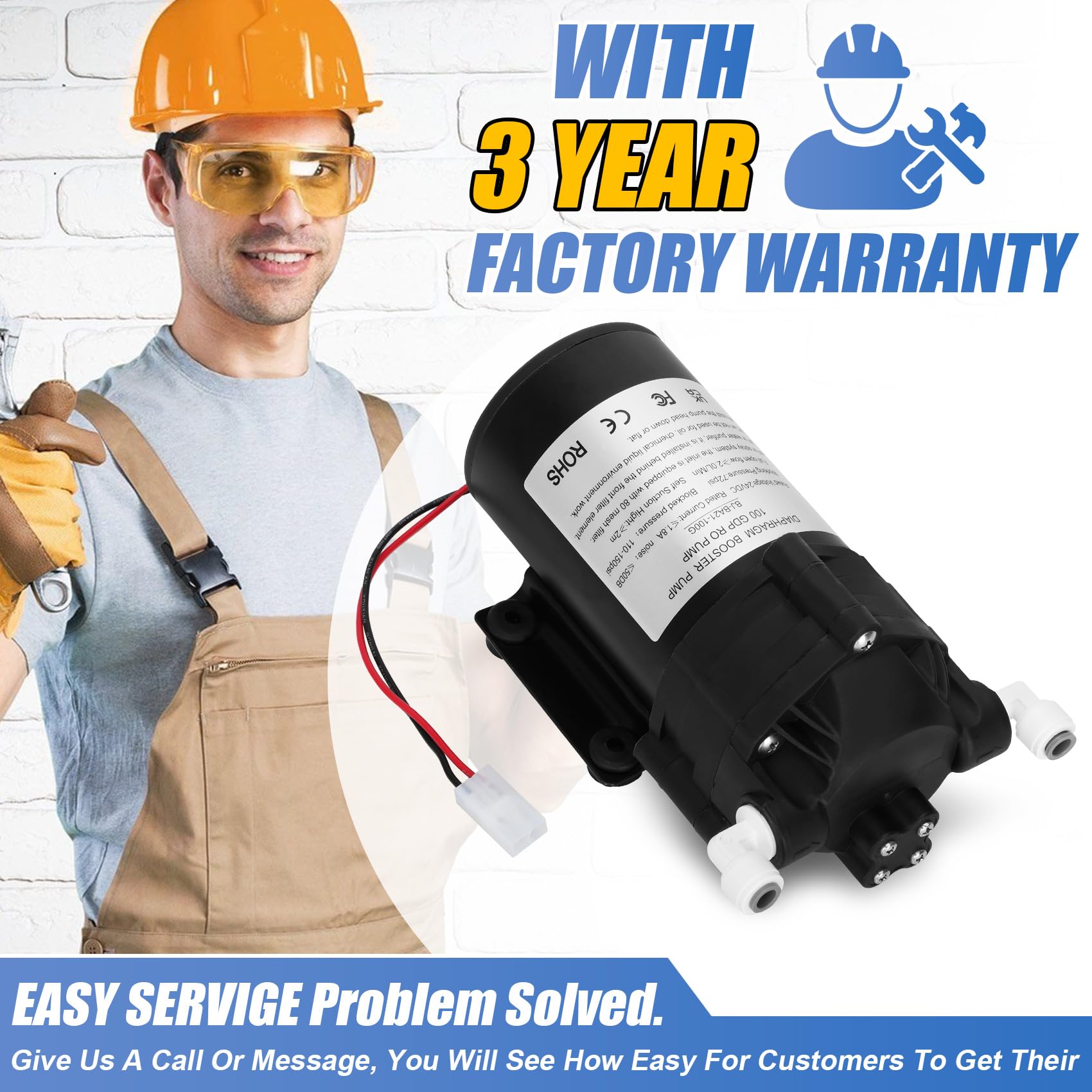 2025 Upgraded Betollo 6800 Booster Pump Kit for RO Water Filtration System - 100 GPD High Pressure Pump with Voltage Switch | Perfect for Home Reverse Osmosis, Aquariums & Hydroponics