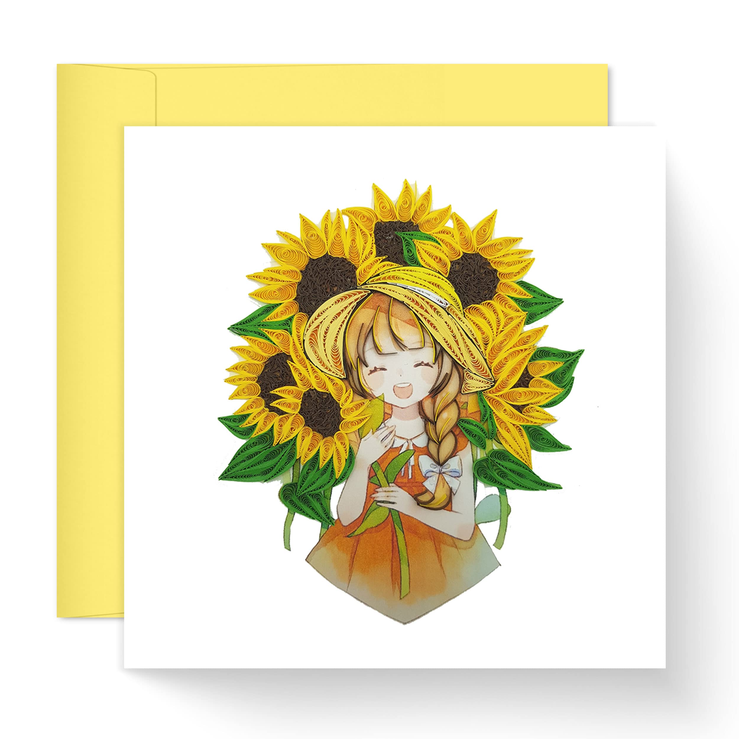Handmade Quilling Floral Birthday Card - Sunflower Themed Birth Month Flower Card for Mom, Anniversary, Baby Shower & Special Occasions | 12 Months of Year Flower Collection | Perfect Gift for Women, Mothers & Loved Ones | Home & Office Decor