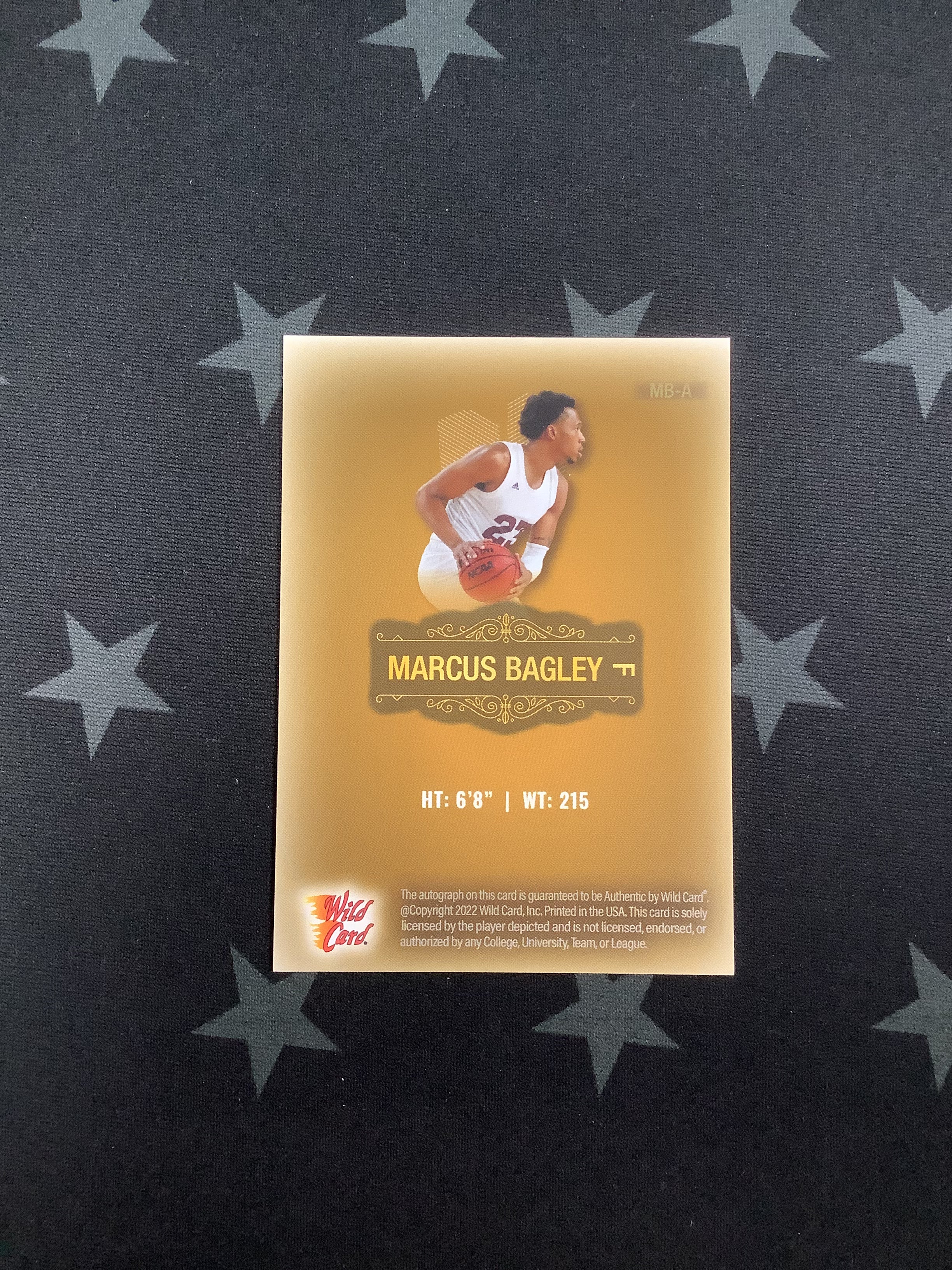 2022 Wild Card Marcus Bagley Auto 5/5 Basketball Trading Card - Perfect for Collectors, Fans, and Investment