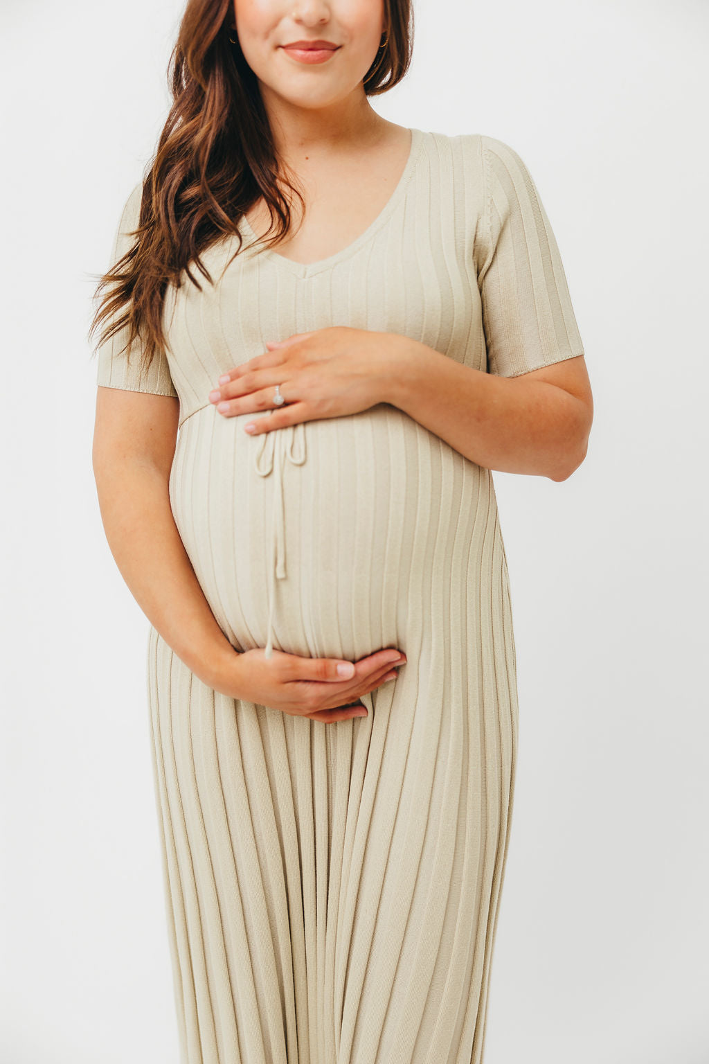 Oakley Ribbed Maxi Dress in Dusty Lime - Bump Friendly Maternity Dress for Pregnancy & Nursing | Perfect for Casual Outings, Baby Showers & Summer Comfort