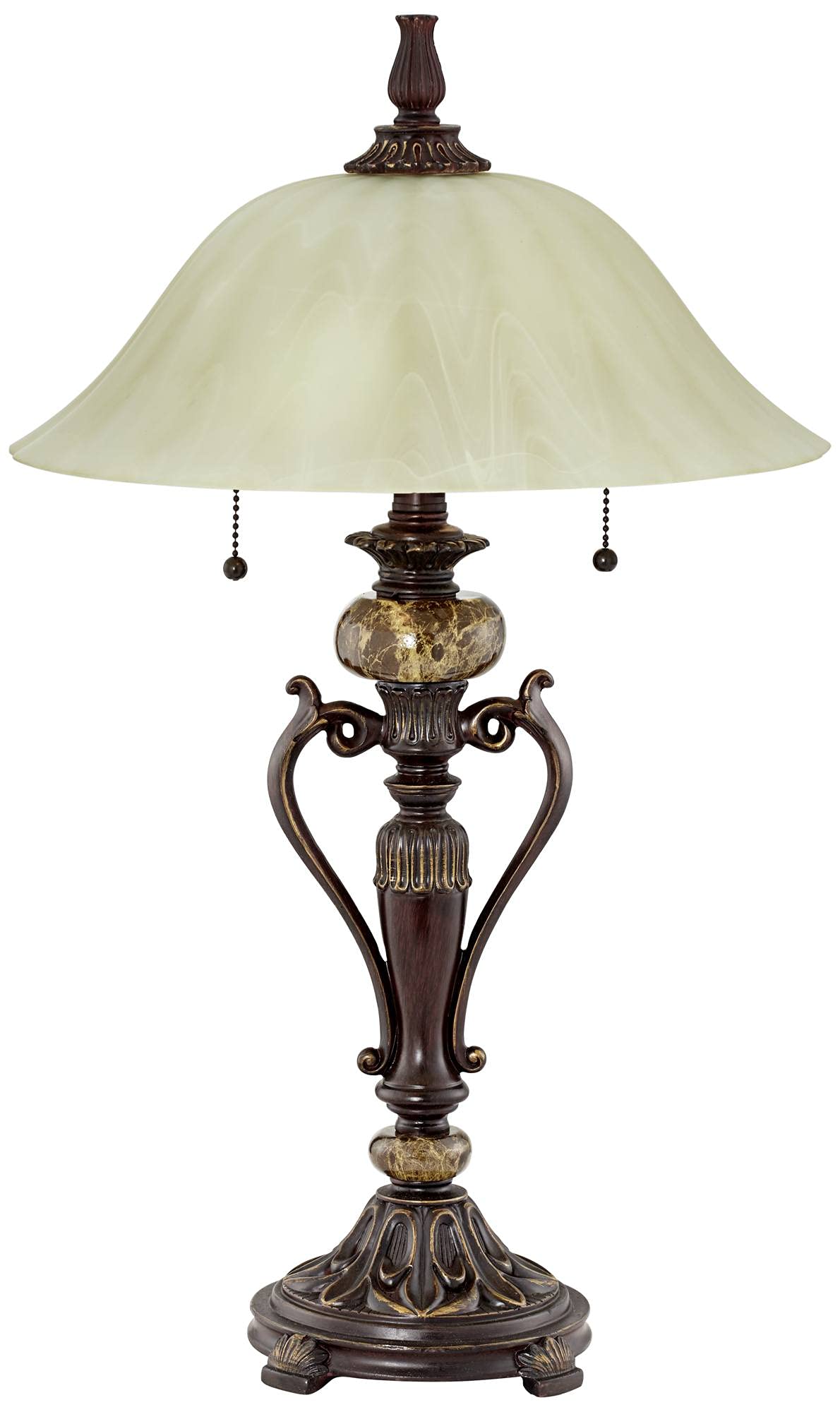 Amor Bronze Glass Shade Accent Table Lamp with Dimmer Switch - Perfect for Living Room, Bedroom & Office Decor