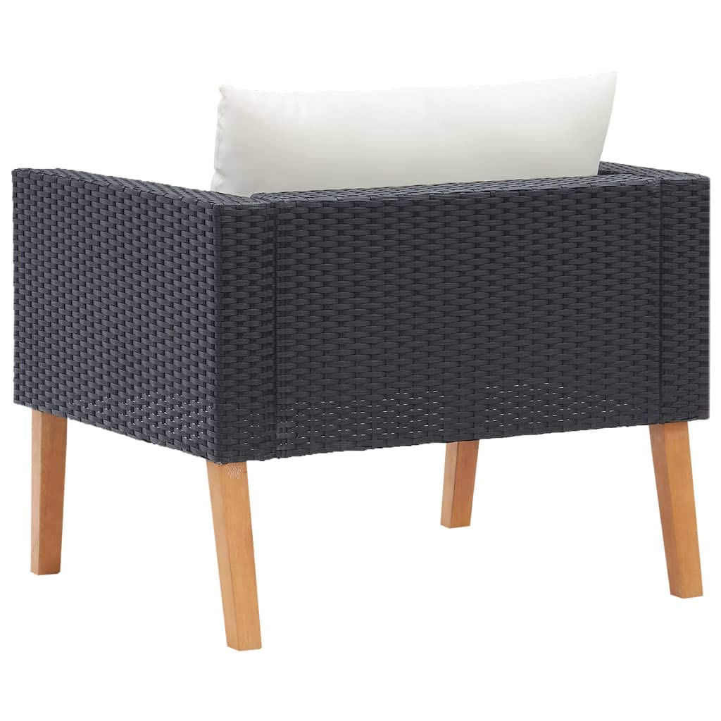 vidaXL Single Patio Sofa with Cushions - Durable Poly Rattan Outdoor Furniture, Weatherproof & Low Maintenance - Lightweight Modular Design for Patio, Garden, or Balcony - Black Frame with Cream White Cushions