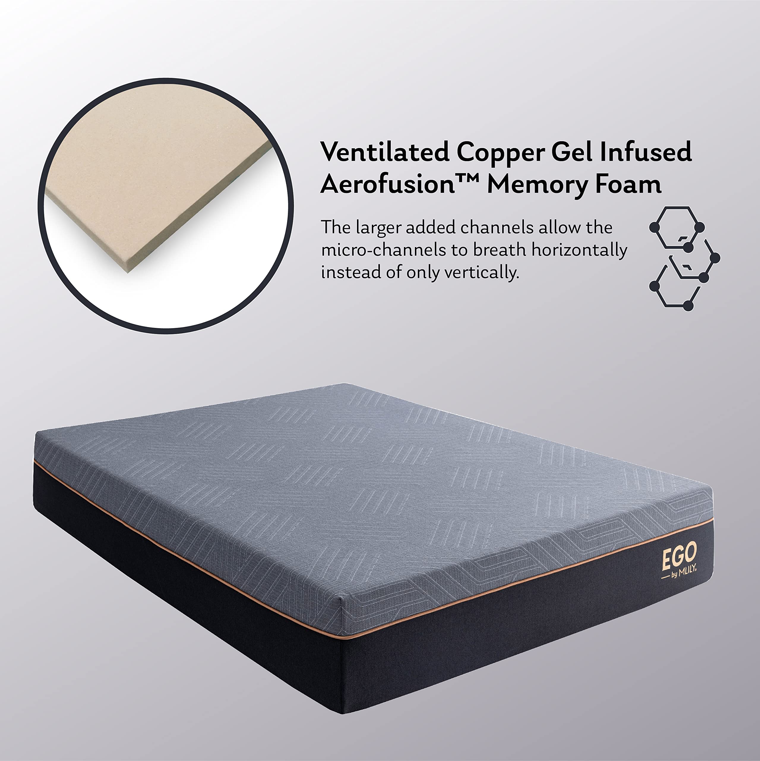 MLILY EGO 12 Inch Copper Gel Memory Foam Mattress - King Size (72
