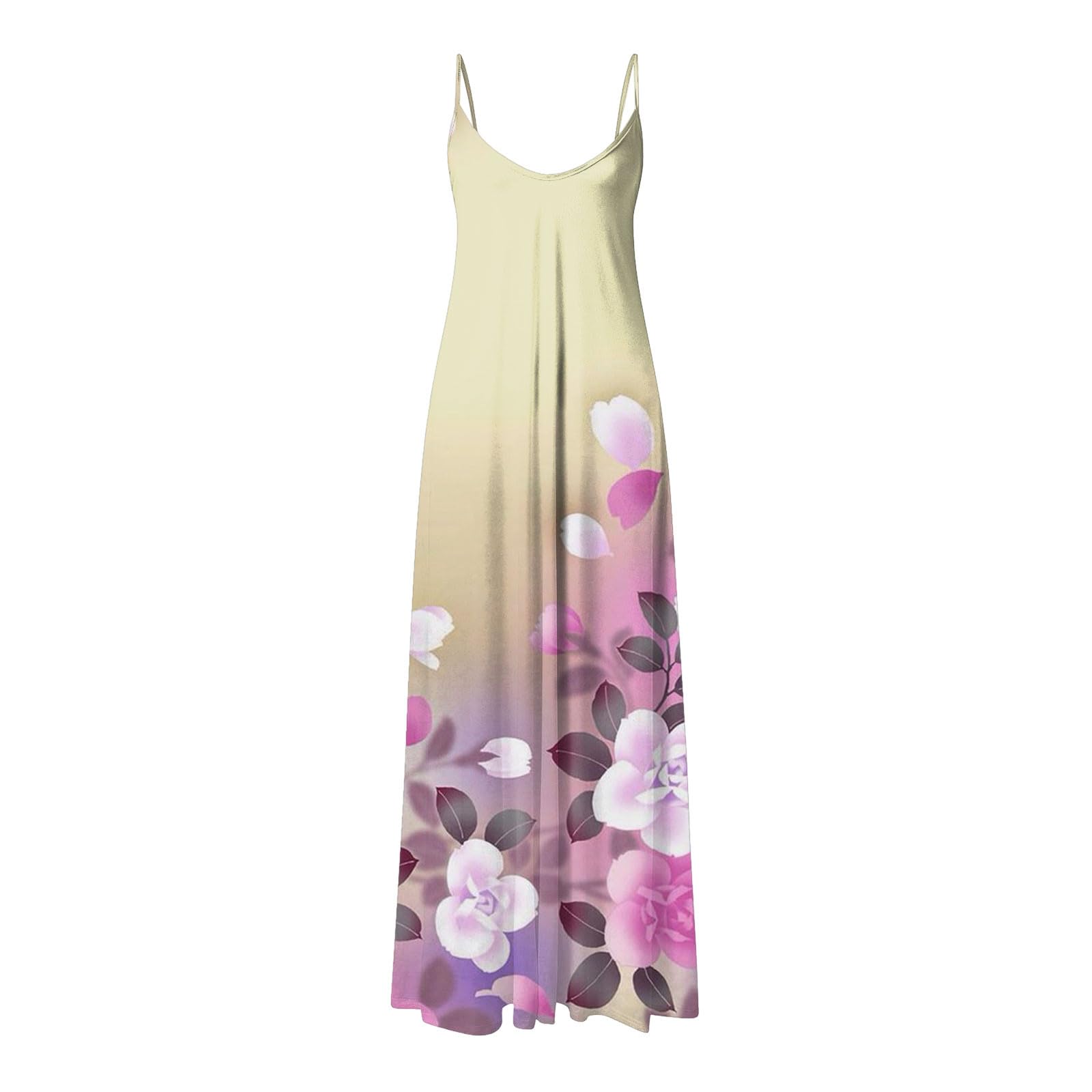 Eduavar Women's Summer Maxi Dress 2024 - Floral Print Sleeveless V-Neck Long Beach Dress | Perfect for Vacation, Pool Party & Casual Outings