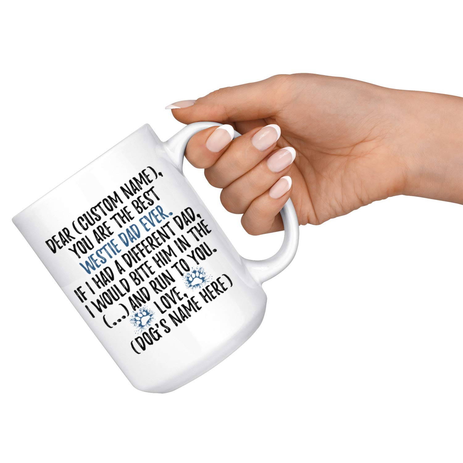 Personalized West Highland Terrier Dog Dad Coffee Mug - 15oz Ceramic Westie Dog Owner Gift for Women & Men - Perfect for Dog Lovers, Father's Day, Birthday & Office Use