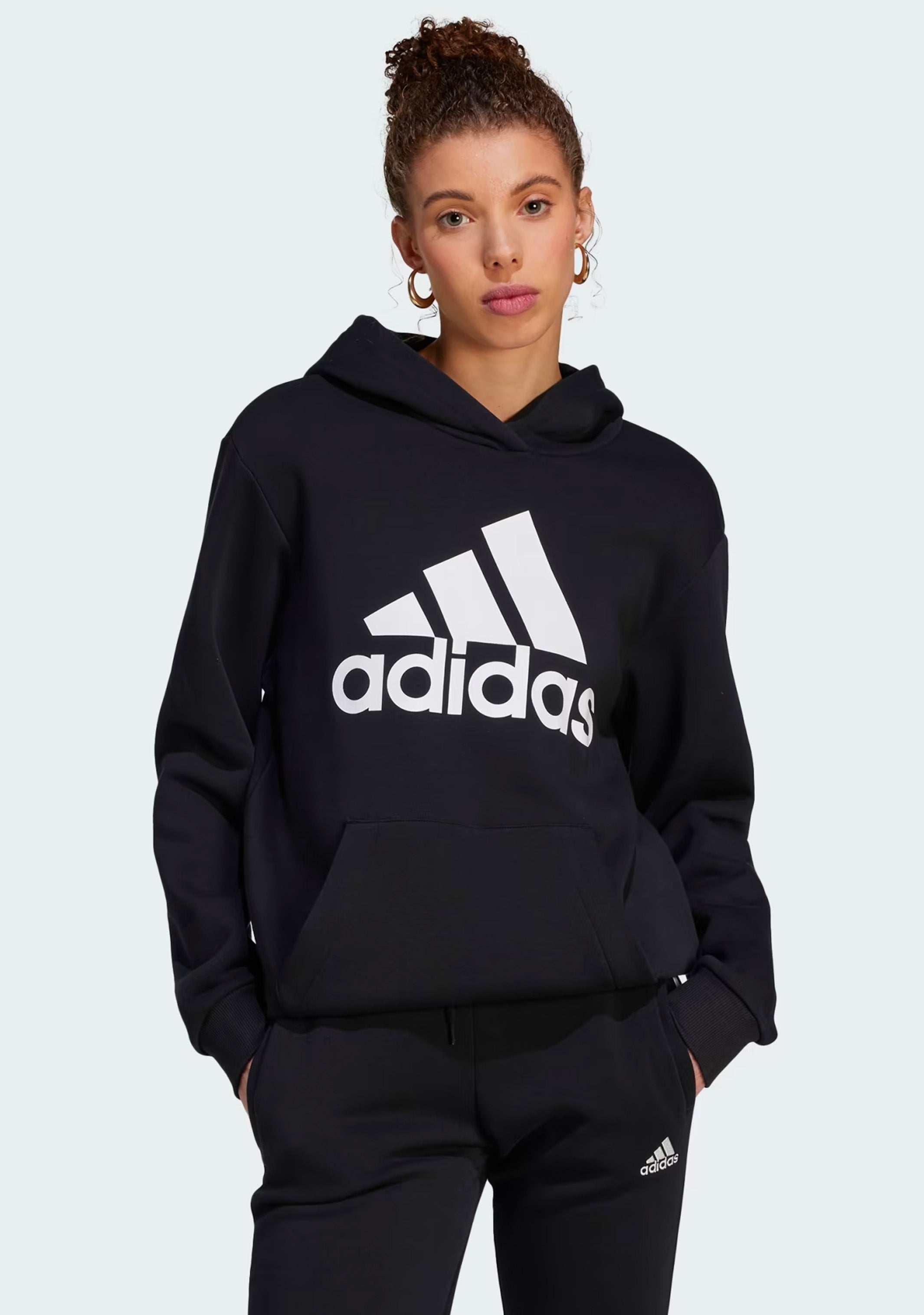 Adidas Women's Essentials Logo Boyfriend Fleece Hoodie - Soft Casual Pullover Sweatshirt for Lounge, Gym & Streetwear Fashion