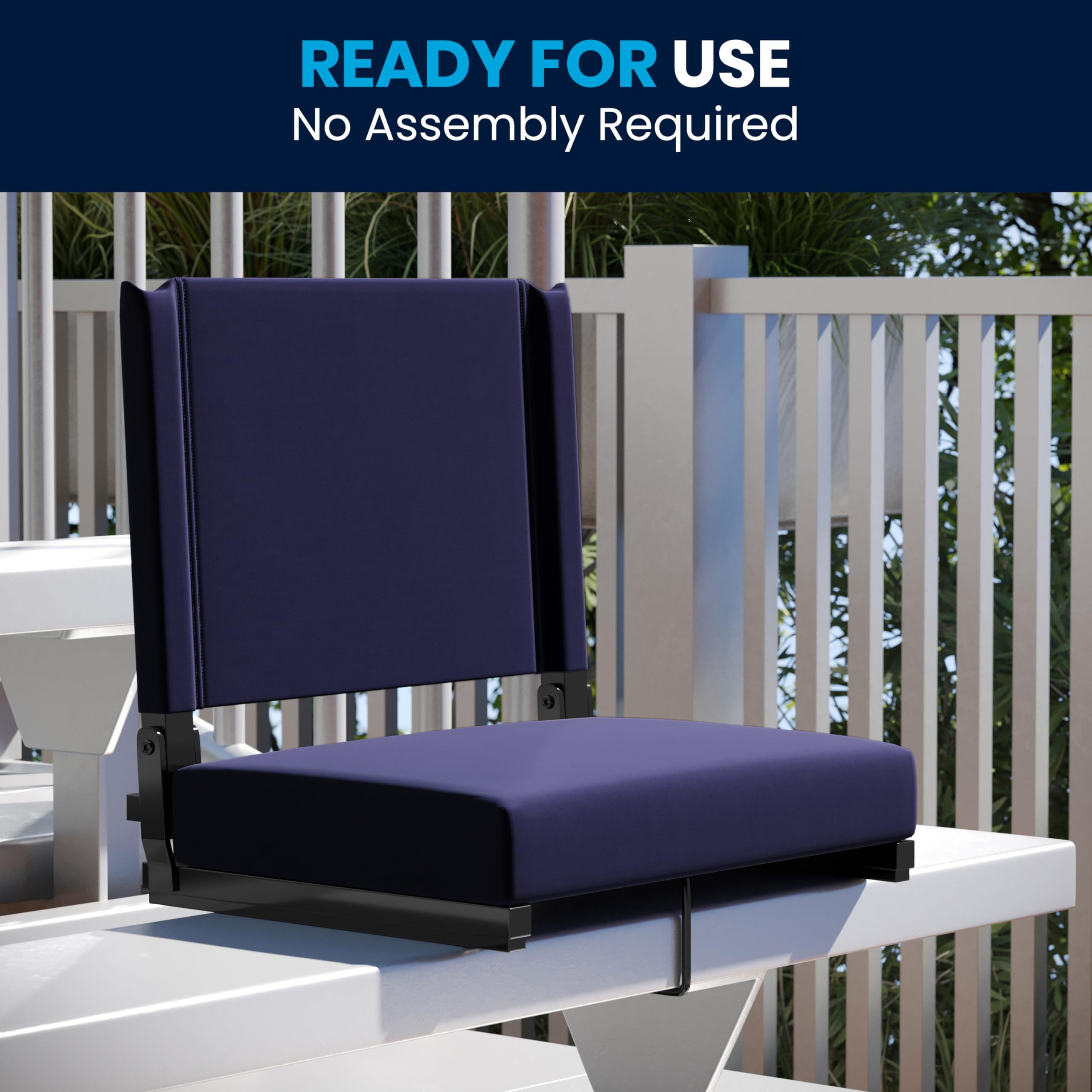 Flash Furniture Grandstand Portable Folding Stadium Seat with Padded Cushion & Carrying Handle - 500 lb Weight Capacity, Navy Blue - Perfect for Bleachers, Benches, Sporting Events, Concerts & Outdoor Activities