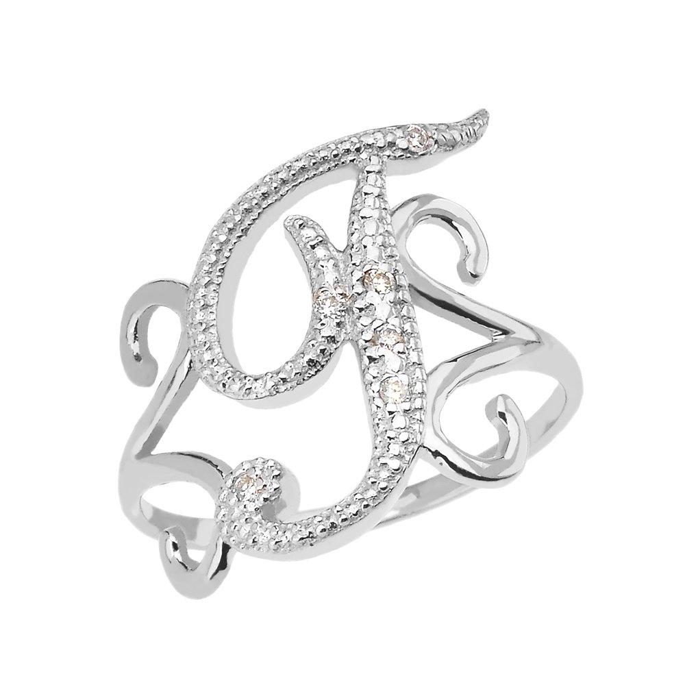 Sterling Silver Initial T Ring with CZ for Women | Elegant Gift