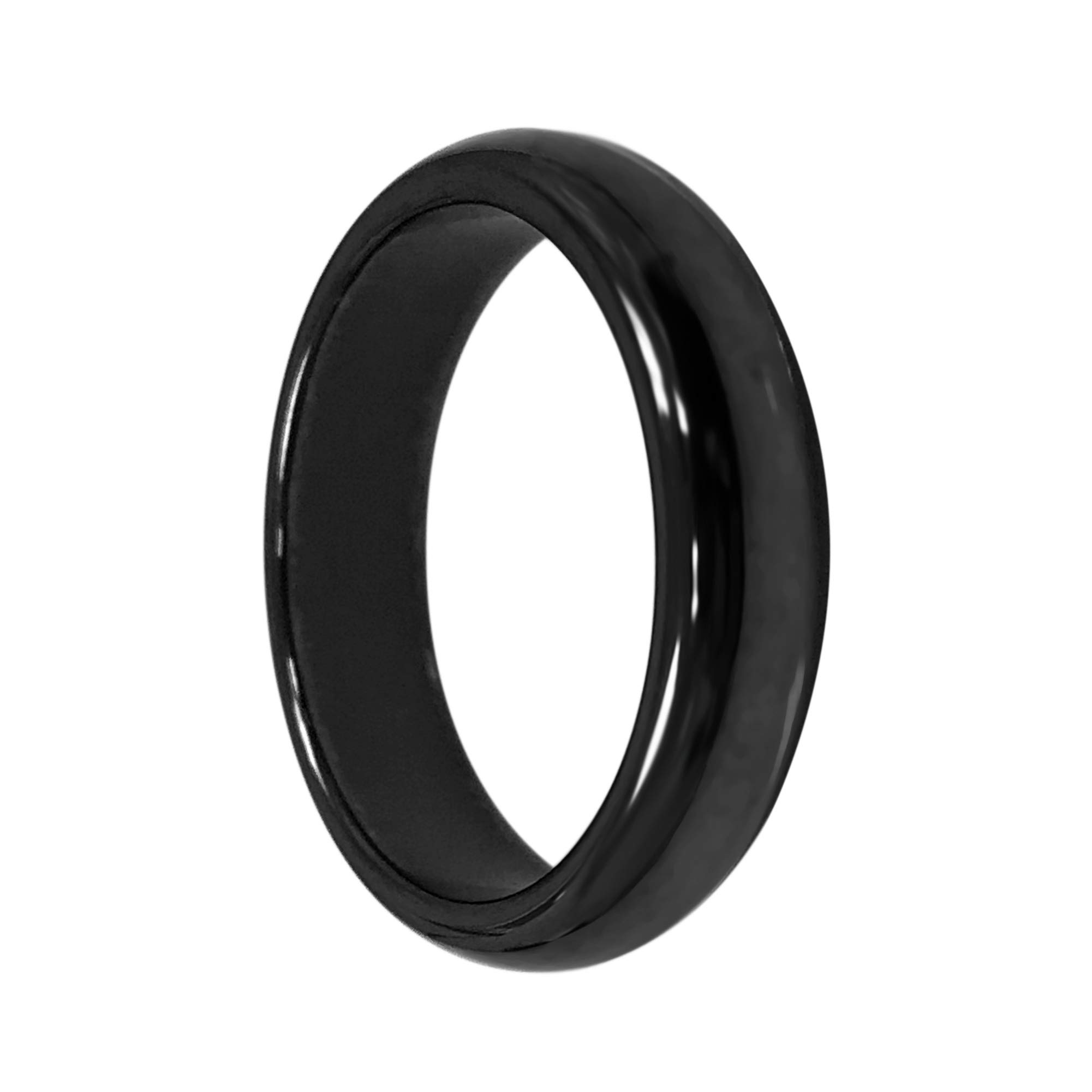 Gem Avenue 6mm Simulated Hematite Band Ring for Women - Stylish Stackable Adjustable Ring for Everyday Wear, Gift Giving & Fashion Jewelry Collection