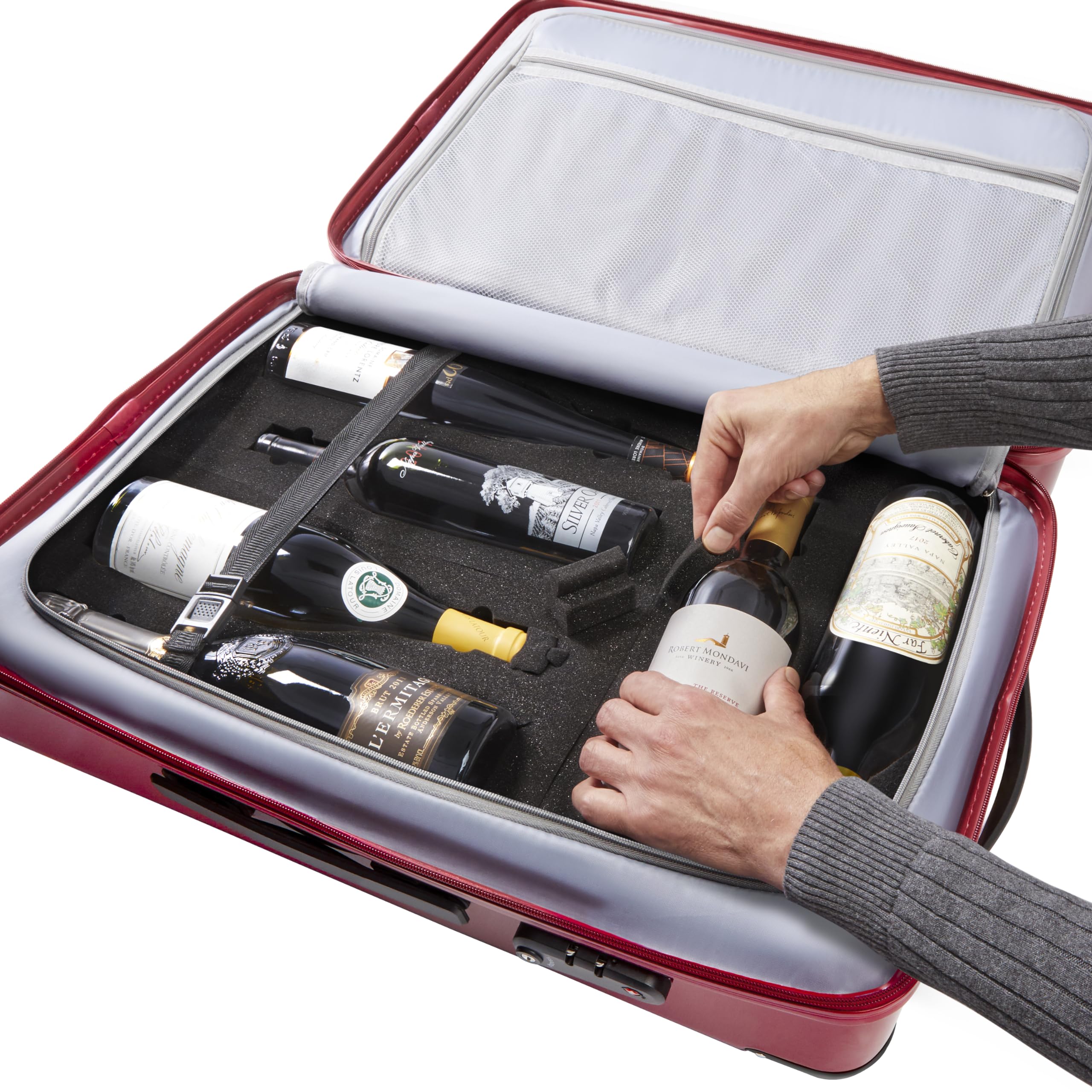Wine Enthusiast Vino-Voyage TSA-Approved 12-Bottle Wine Suitcase - Premium Wine Travel Carrier for Airplane & Road Trips - Perfect for Vacation, Gifts & Wine Tours
