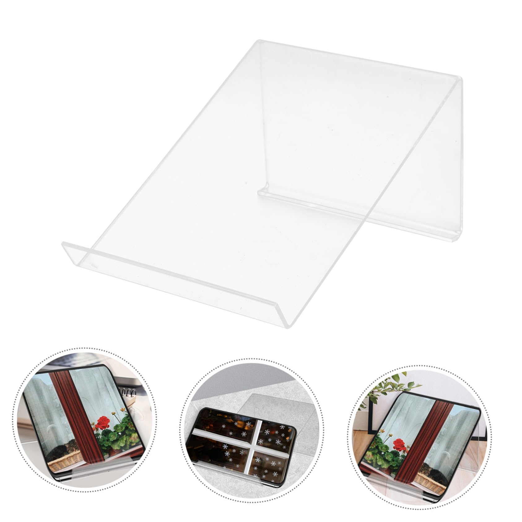 Clear Acrylic Phone Stand for Desk - Universal Cell Phone Holder for iPhone, Samsung & More - Stylish Office Desk Accessory for Women & Men - Perfect for Work, Home & Video Calls