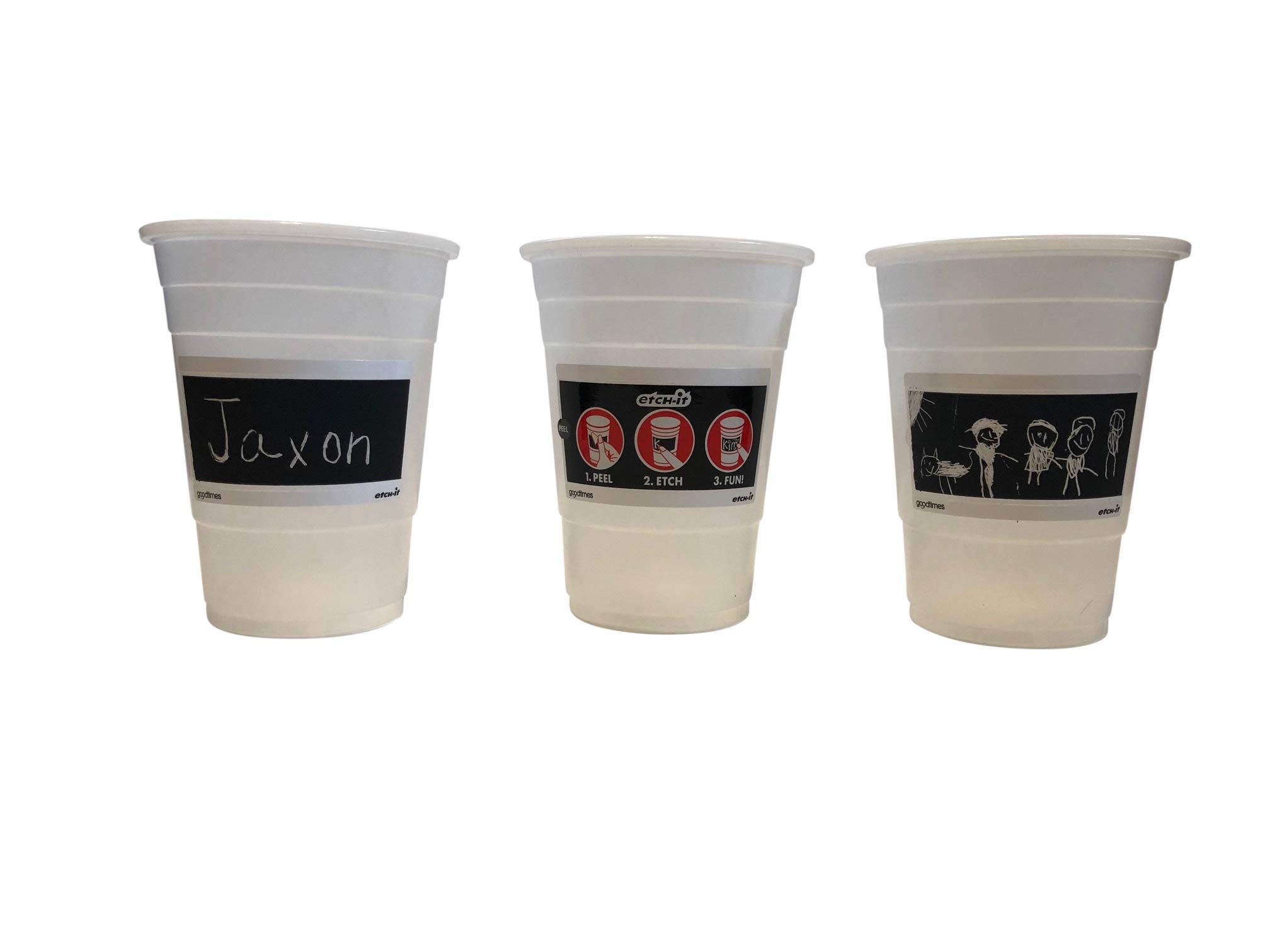 Goodtimes Etch-It Frost Write-On 16oz Party Cups (20-Pack) - Reusable Plastic Cups for Birthday Parties, BBQs, and Outdoor Events