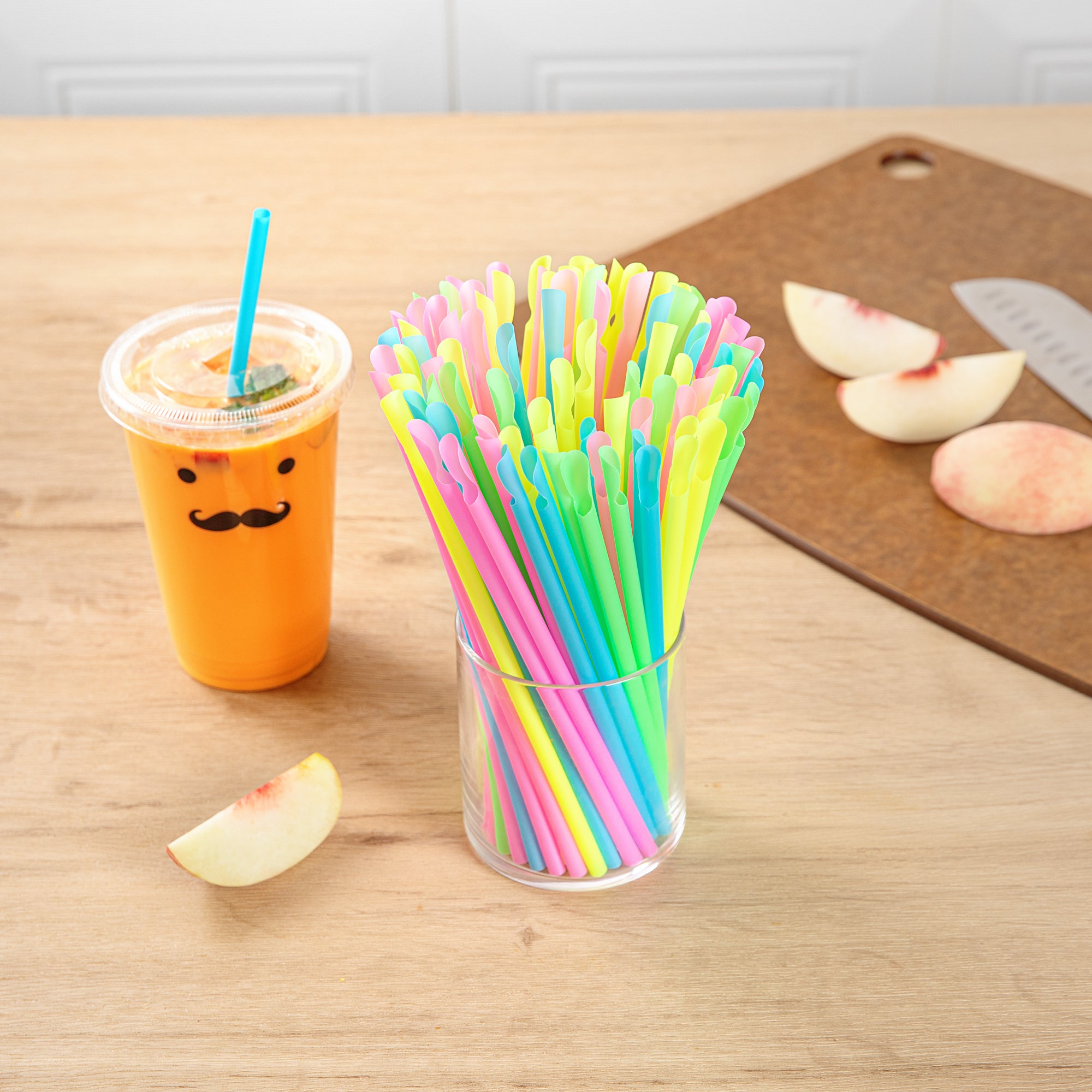 Eco-Friendly PLA Compostable Spoons and Straws - 100 Count Box, Biodegradable Cutlery for Parties, Picnics & Takeout | Basic Nature Assorted Plastic-Free Utensils