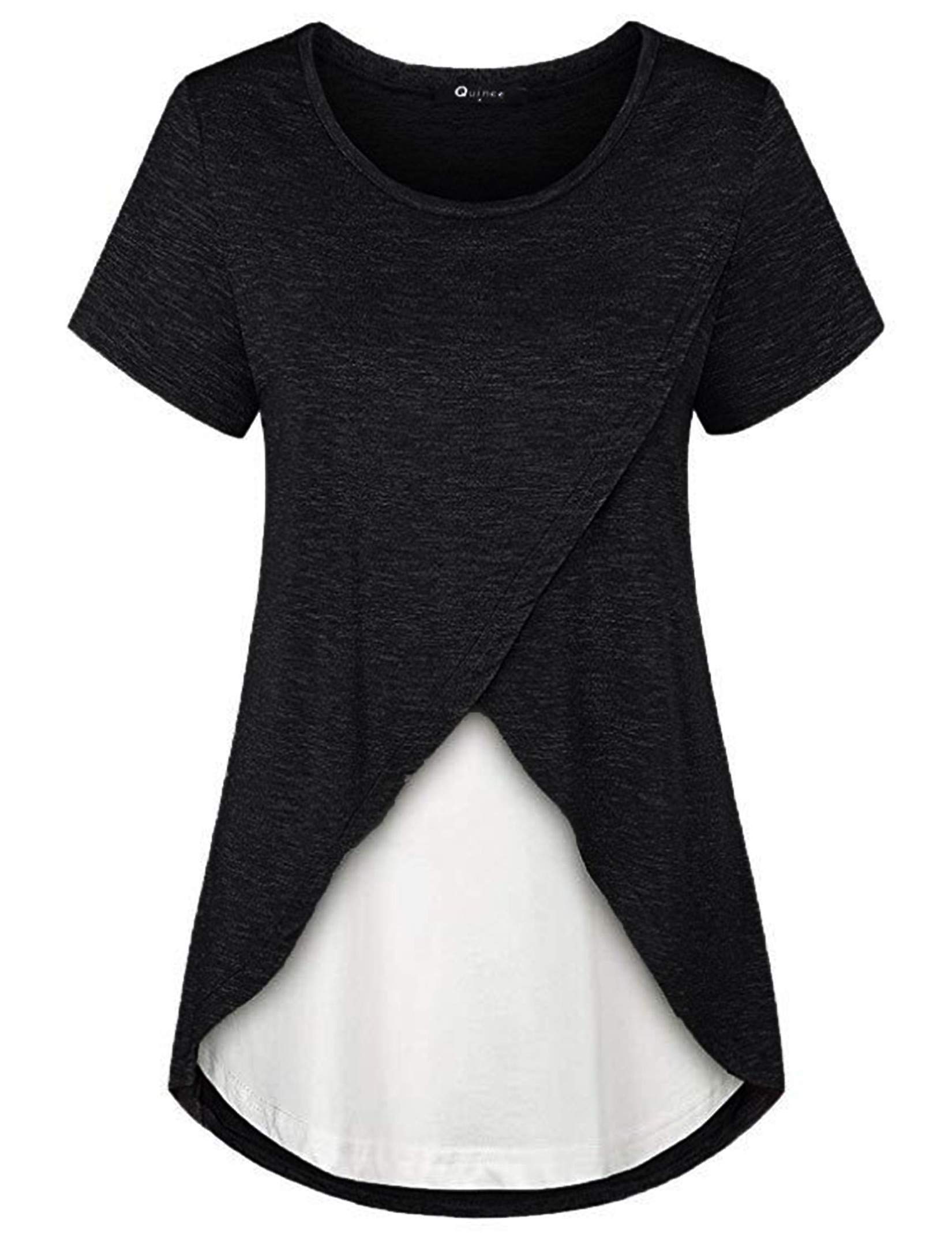 Andongnywell Women's Maternity Nursing Tops - Soft Short Sleeve Breastfeeding Shirts for Comfortable Pregnancy & Nursing | Perfect for Daily Wear, Hospital Visits & Mother-Baby Bonding Time