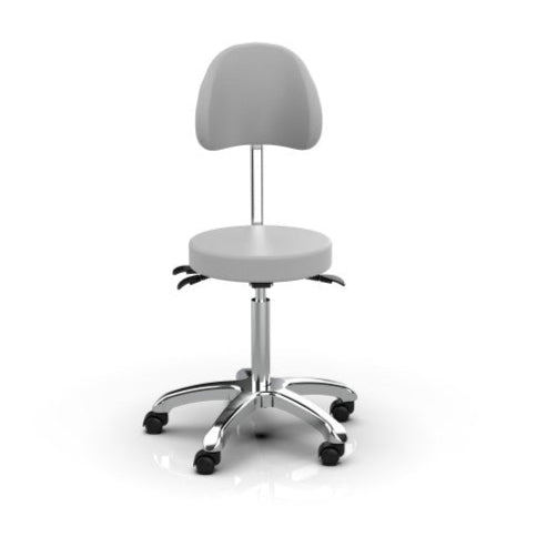 Silverfox 1025B Rolling Stool with Adjustable Height & Padded Backrest - Ergonomic Rolling Chair for Salon, Tattoo, Massage & Office Use