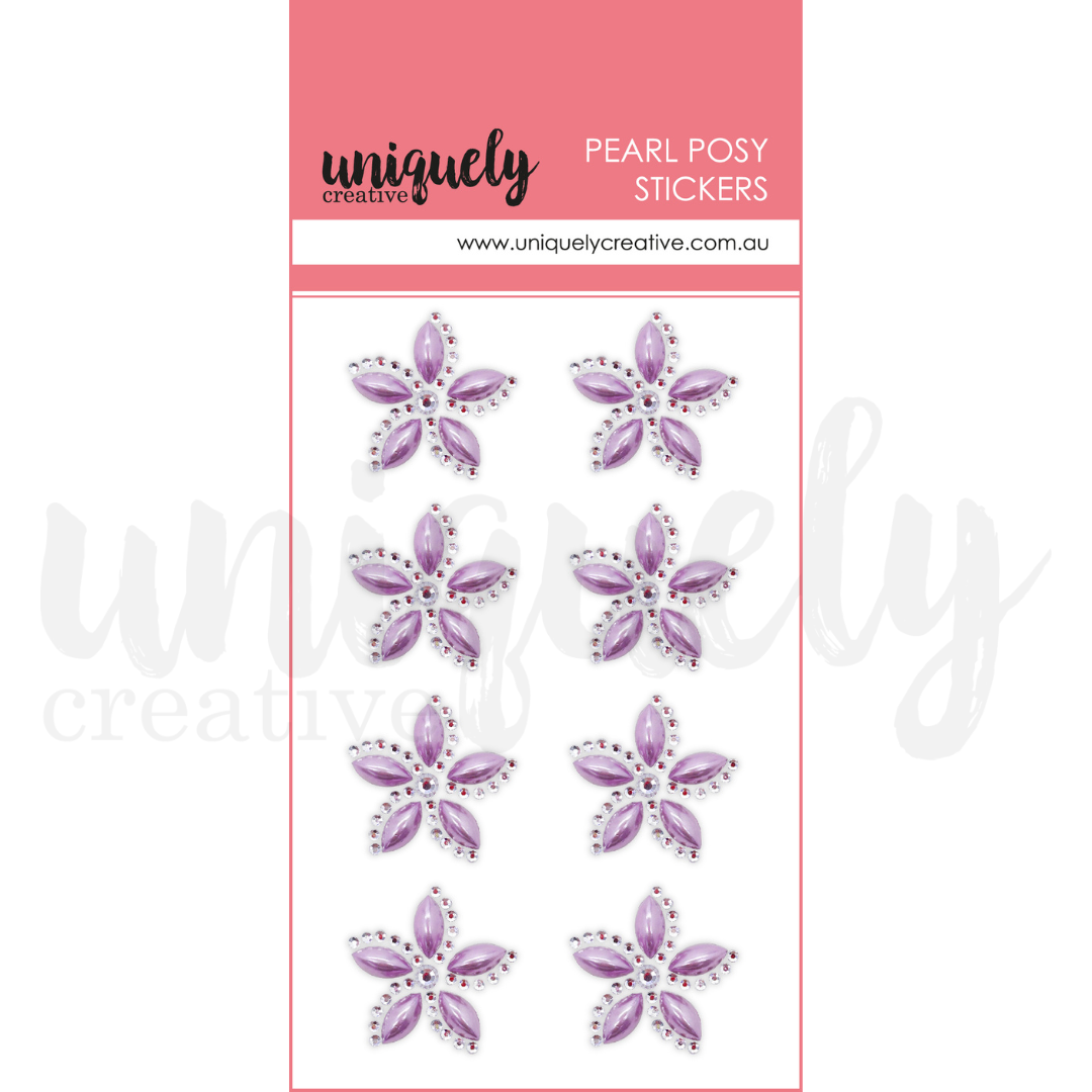 Pearl Posy Stickers - Elegant Purple Floral Decals for Scrapbooking, Journaling & DIY Crafts | Perfect for Bullet Journals, Planners & Gift Wrapping