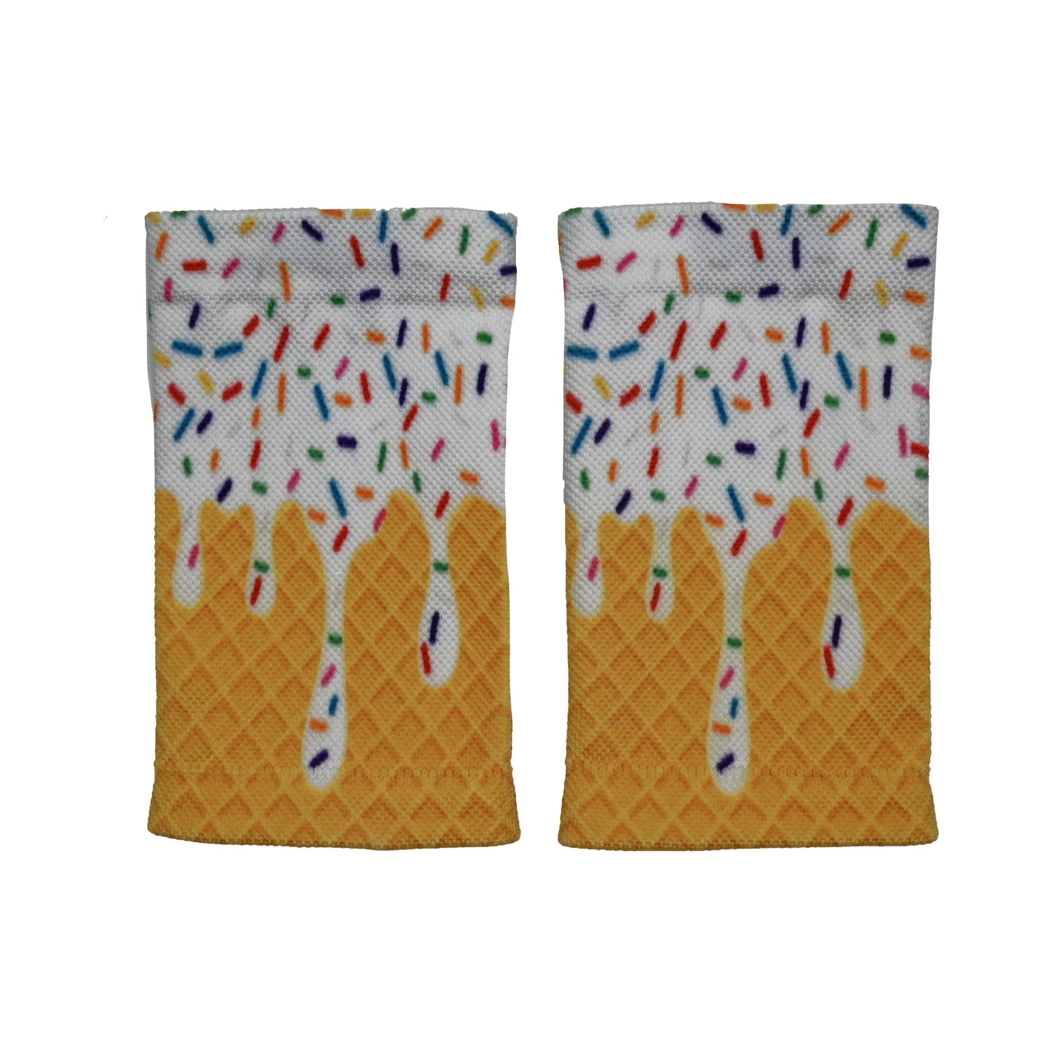 White Ice Cream Wrist Support Sleeves - Comfortable Compression Brace for Carpal Tunnel & Tendonitis Relief - Perfect for Office Work, Gaming & Sports Activities