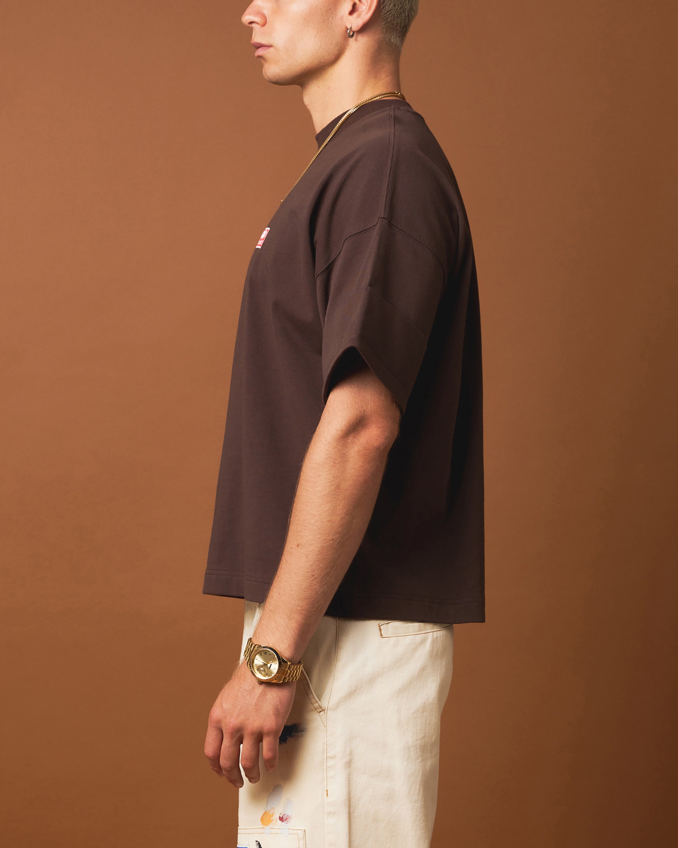 404 Workwear T-Shirt for Men - Durable Brown Cotton Tee for Construction, Mechanics & Outdoor Work | Comfortable & Breathable Work Shirt