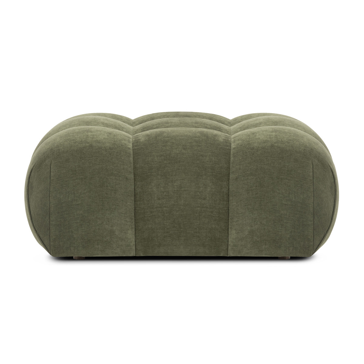 Bowie Textured Velvet Ottoman Stool - Soft Round Footrest Pouf for Living Room, Bedroom & Nursery - Plush Velvet Upholstered Accent Seat with Sturdy Wooden Legs