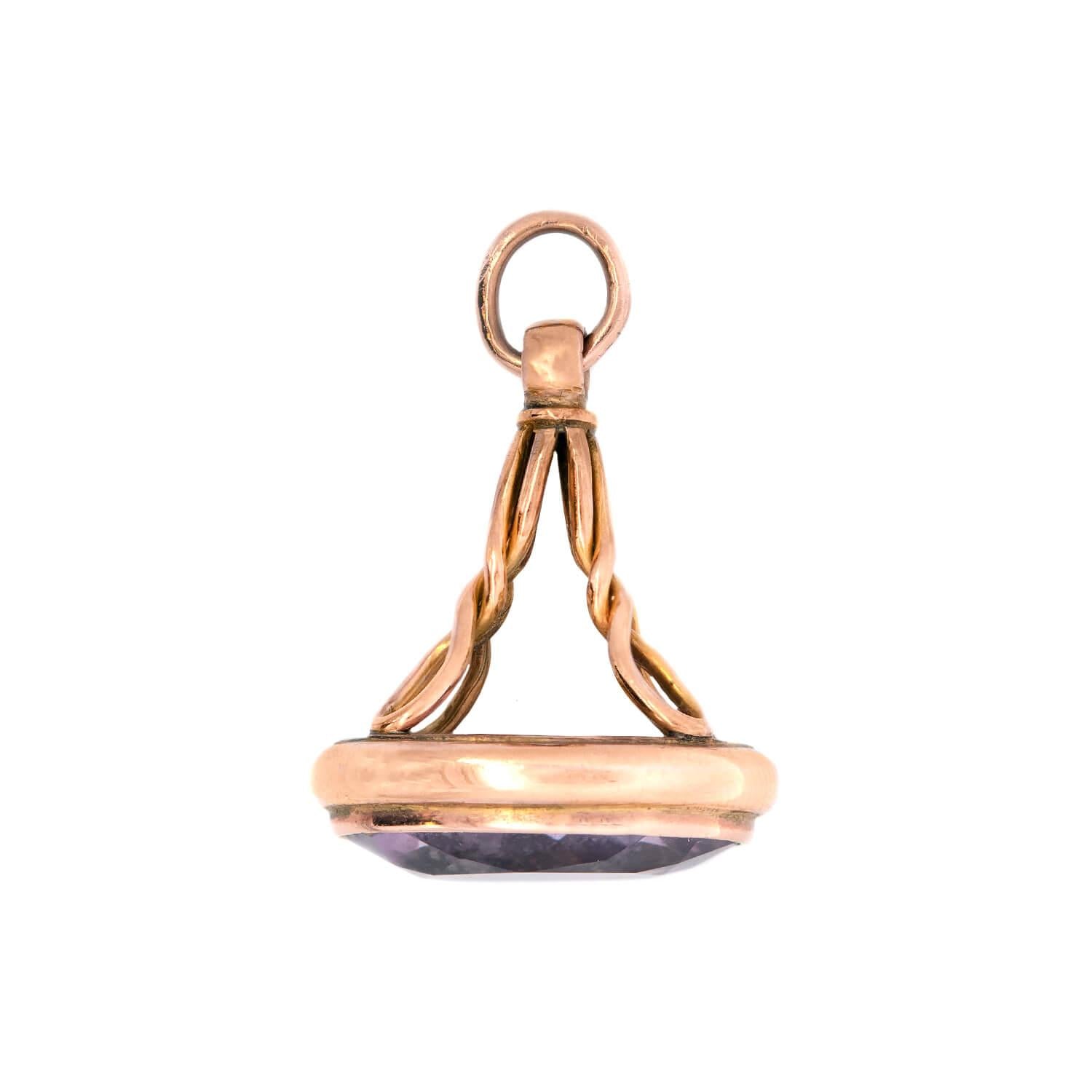 Victorian Style 9K Gold Amethyst Fob Watch Chain - Elegant Antique Jewelry for Pocket Watches, Vintage Accessories & Formal Events