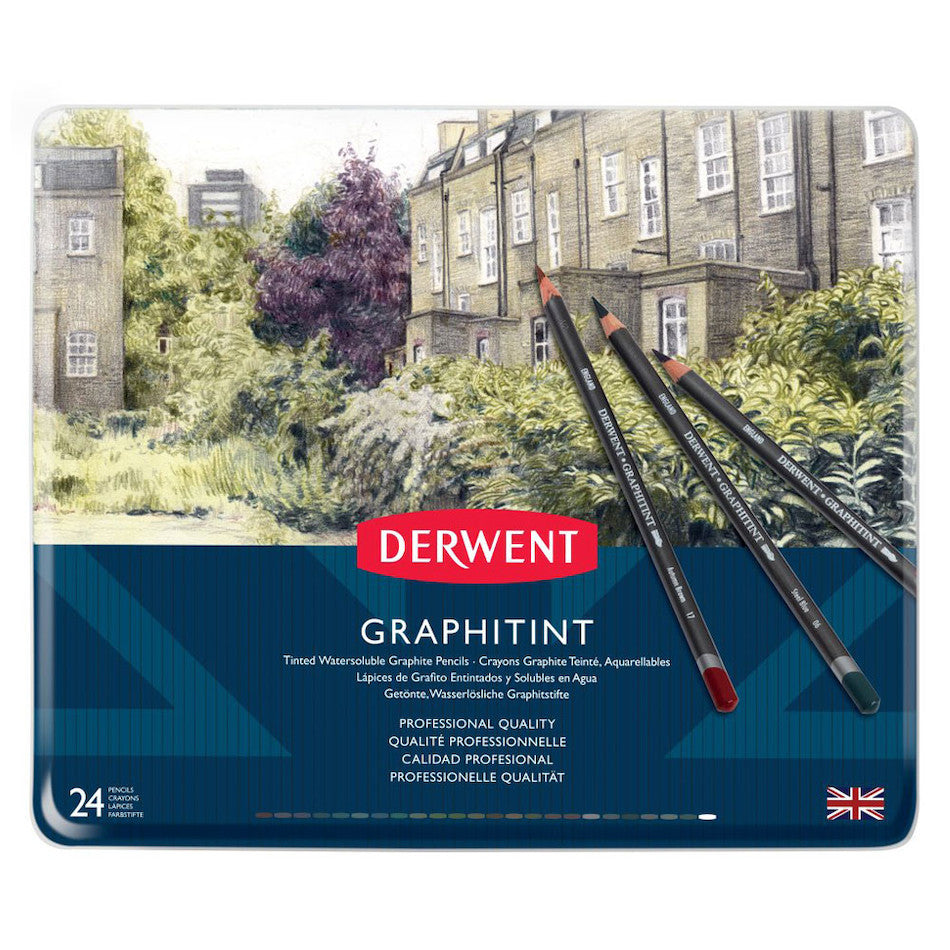 Derwent Graphitint Watercolor Pencils - Set of 24 Vibrant Colors for Artists & Sketching | Perfect for Watercolor Effects, Drawing & Mixed Media Art Projects
