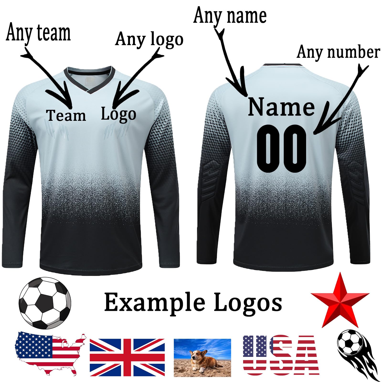 Custom Personalized Padded Goalie Jersey with Name & Number - Youth & Adult Goalkeeper Uniform for Soccer, Hockey & Lacrosse - Perfect for Games, Training & Team Events