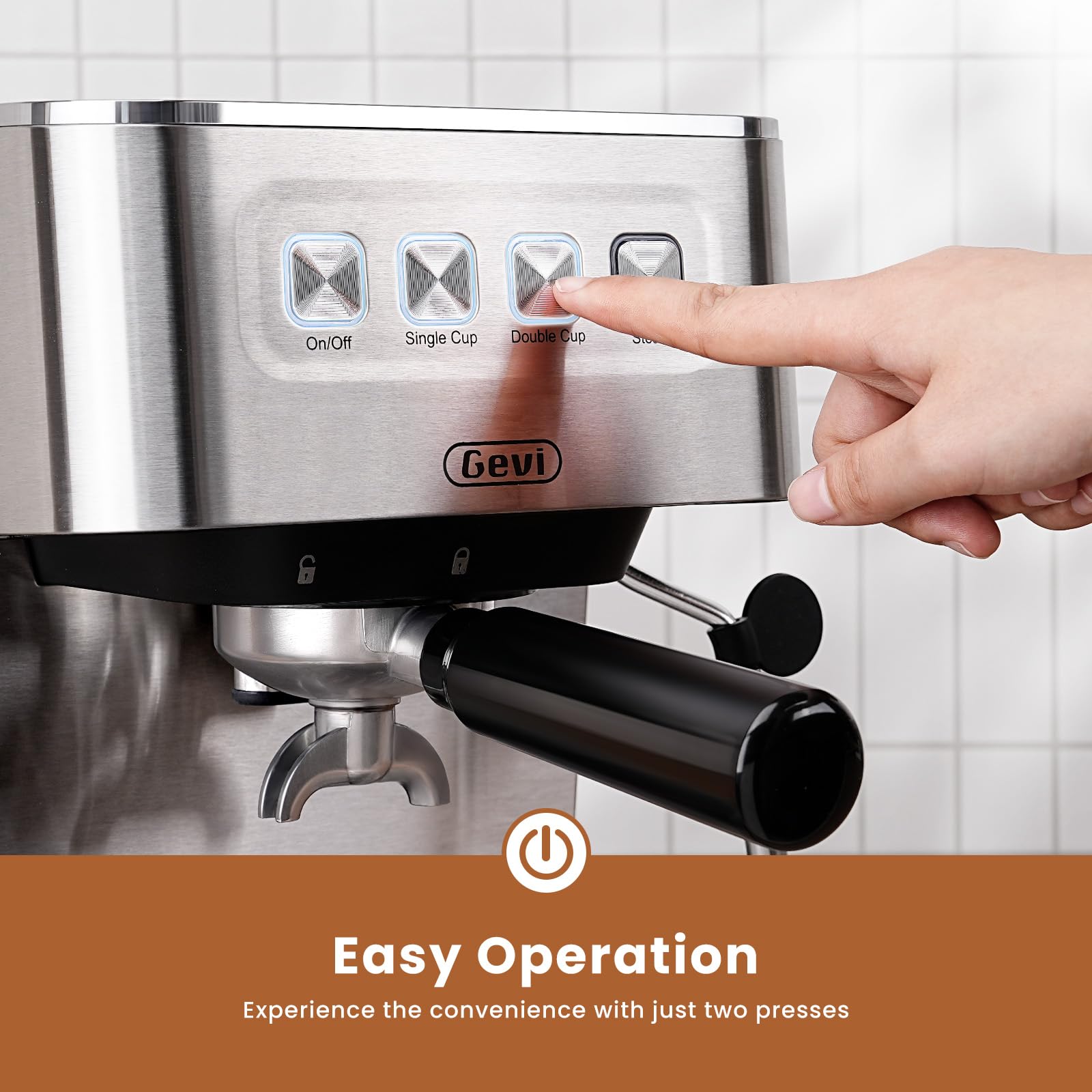 Gevi 20 Bar Espresso Machine with Milk Frother Steam Wand & Hot Chocolate Maker - 5-in-1 Milk Frother and Steamer for Home Barista & Coffee Lovers - Perfect for Espresso, Cappuccino, Latte & Hot Chocolate Making
