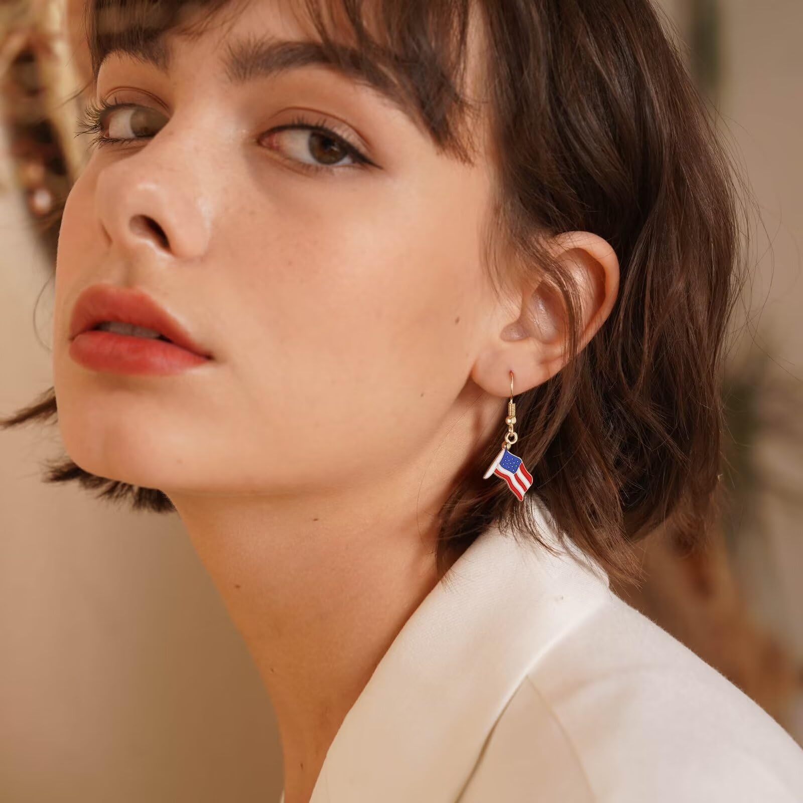 Turandoss 4th of July Patriotic Earrings for Women - Handmade American Flag Dangle Earrings, Cute Independence Day Jewelry Gifts for Parties, Festivals & Patriotic Events