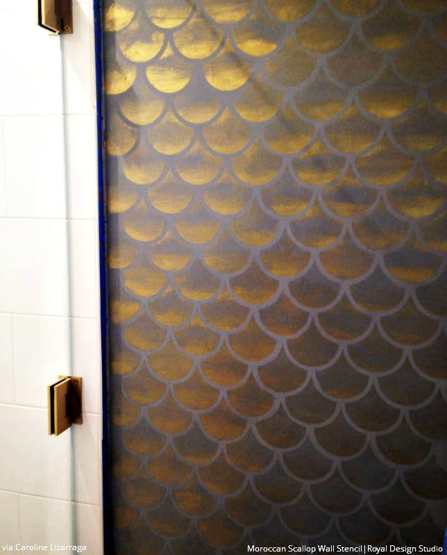Moroccan Scallops Wall Stencil - DIY Home Decor Stencil for Walls, Ceilings & Furniture - Arabic Geometric Pattern Painting Template for Bedroom, Living Room & Nursery Decoration