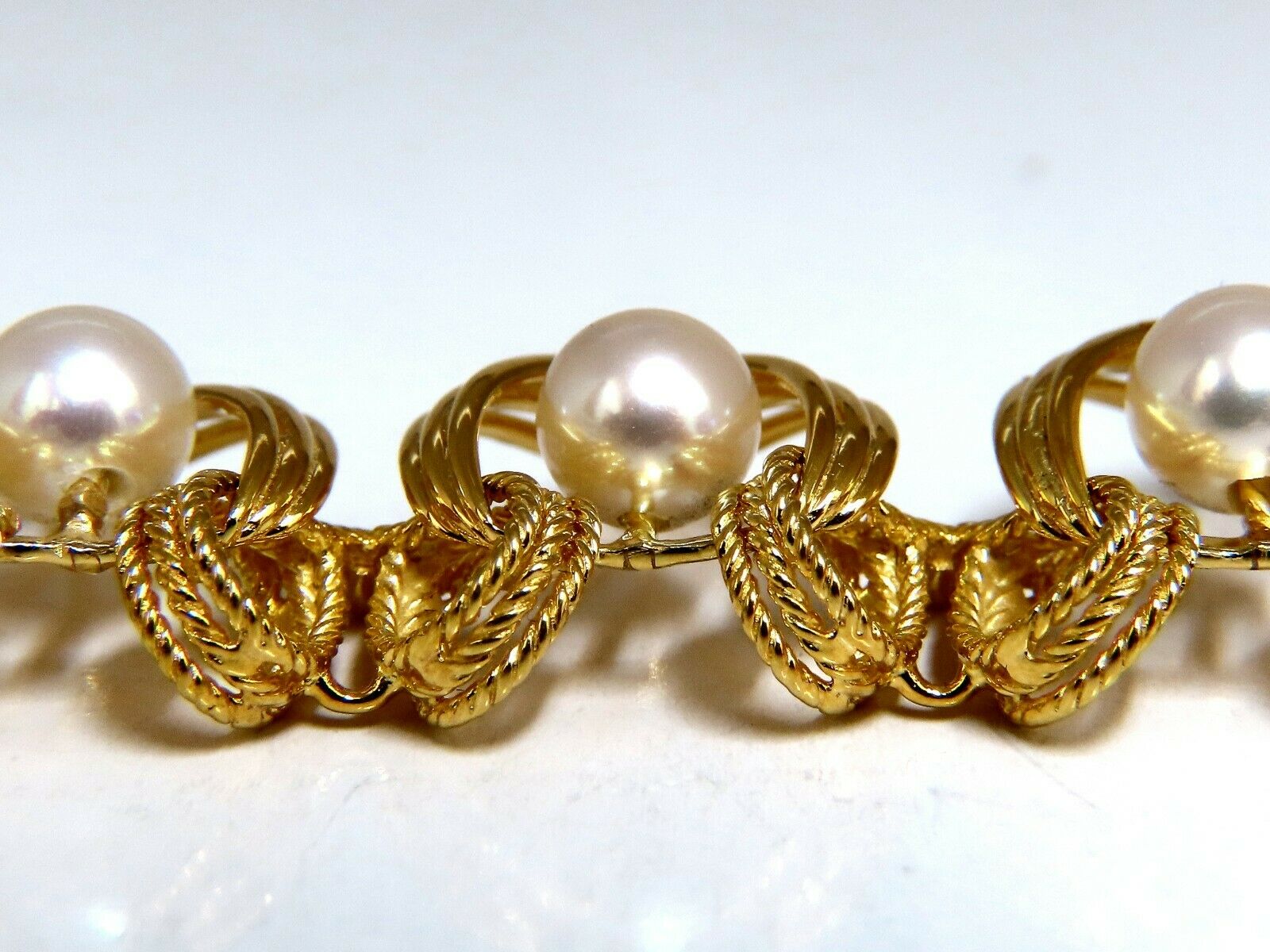 6.3mm Natural Japanese Akoya Pearl Necklace - 18K Gold Two-Tier Intertwined Twist Design - Perfect for Weddings, Anniversaries & Special Occasions