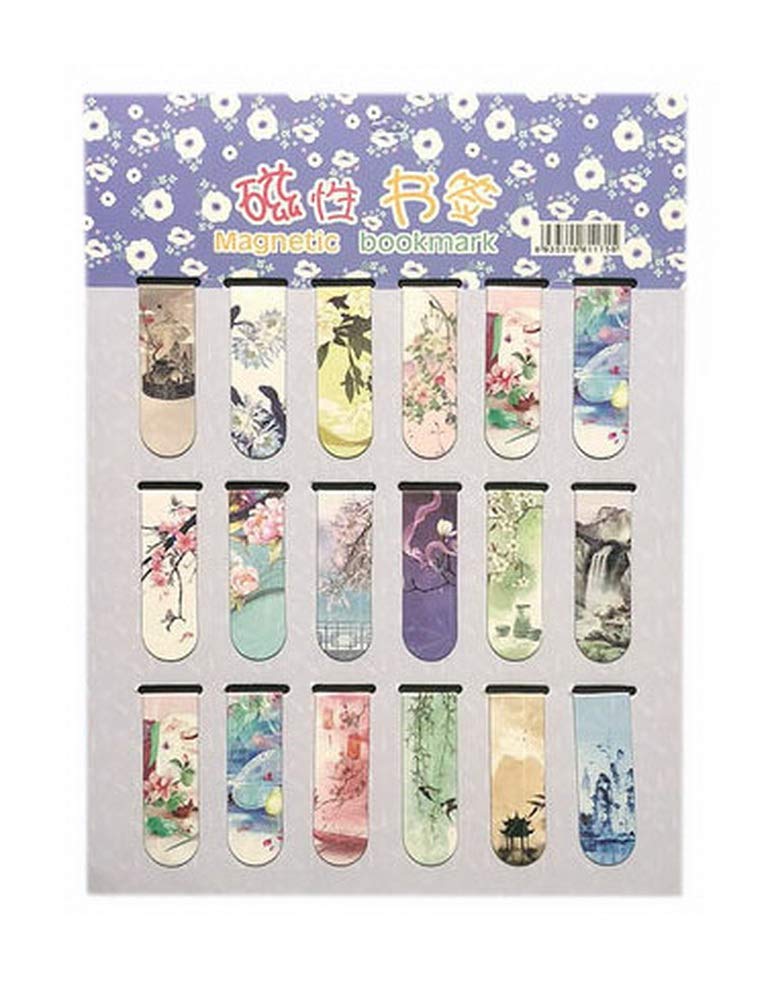 18 Pack Magnetic Bookmarks - Elegant Chinese Landscape Design for Books, Notebooks & Gifts | Perfect for Reading, Studying & Book Lovers