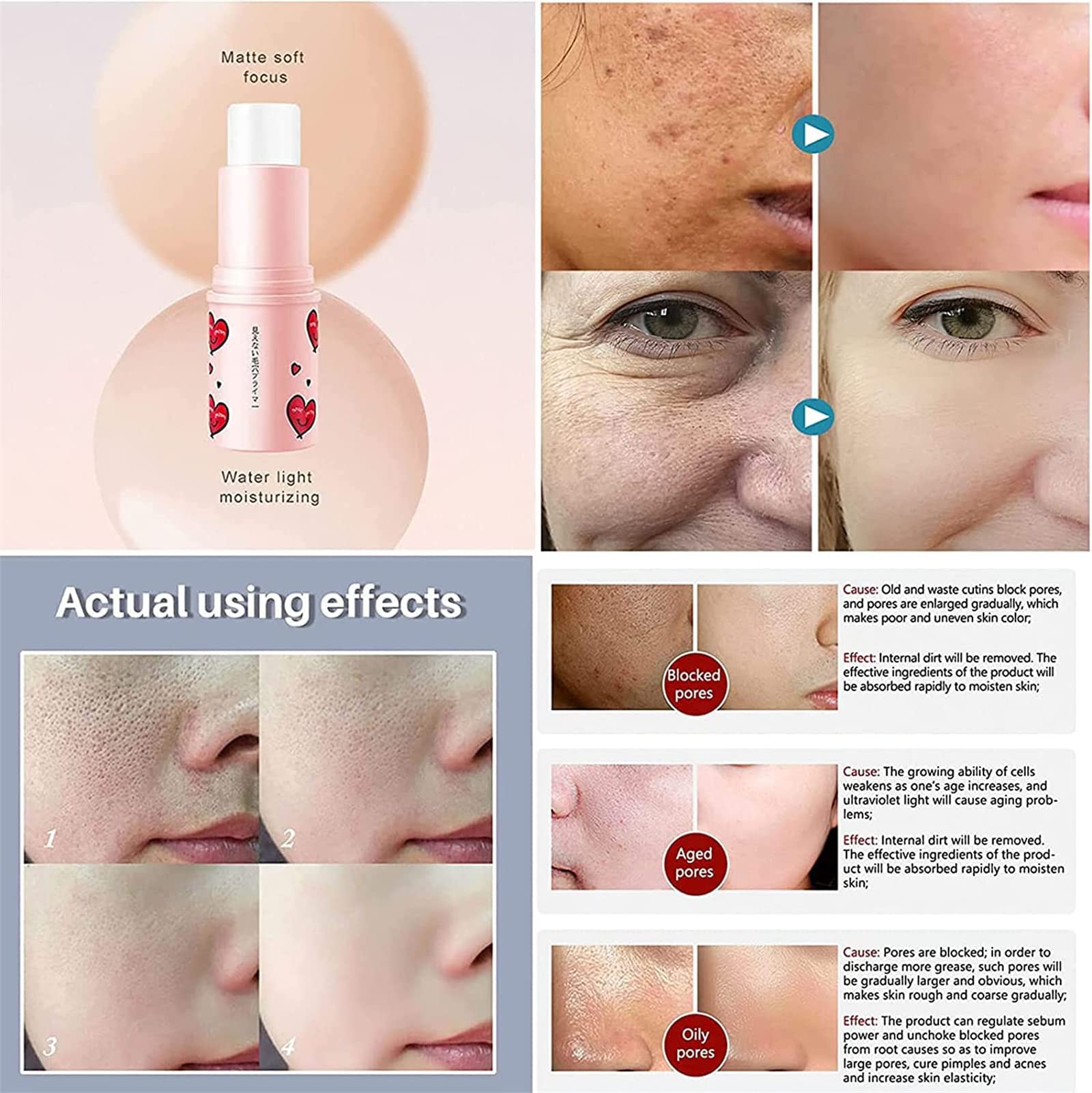 2023 New Waterproof Matte Face Primer Stick - Pore Minimizing & Hydrating Makeup Base, Blurring Shimmer Stick for Flawless Finish | Perfect for Daily Wear, Special Occasions & Photography (1PC)