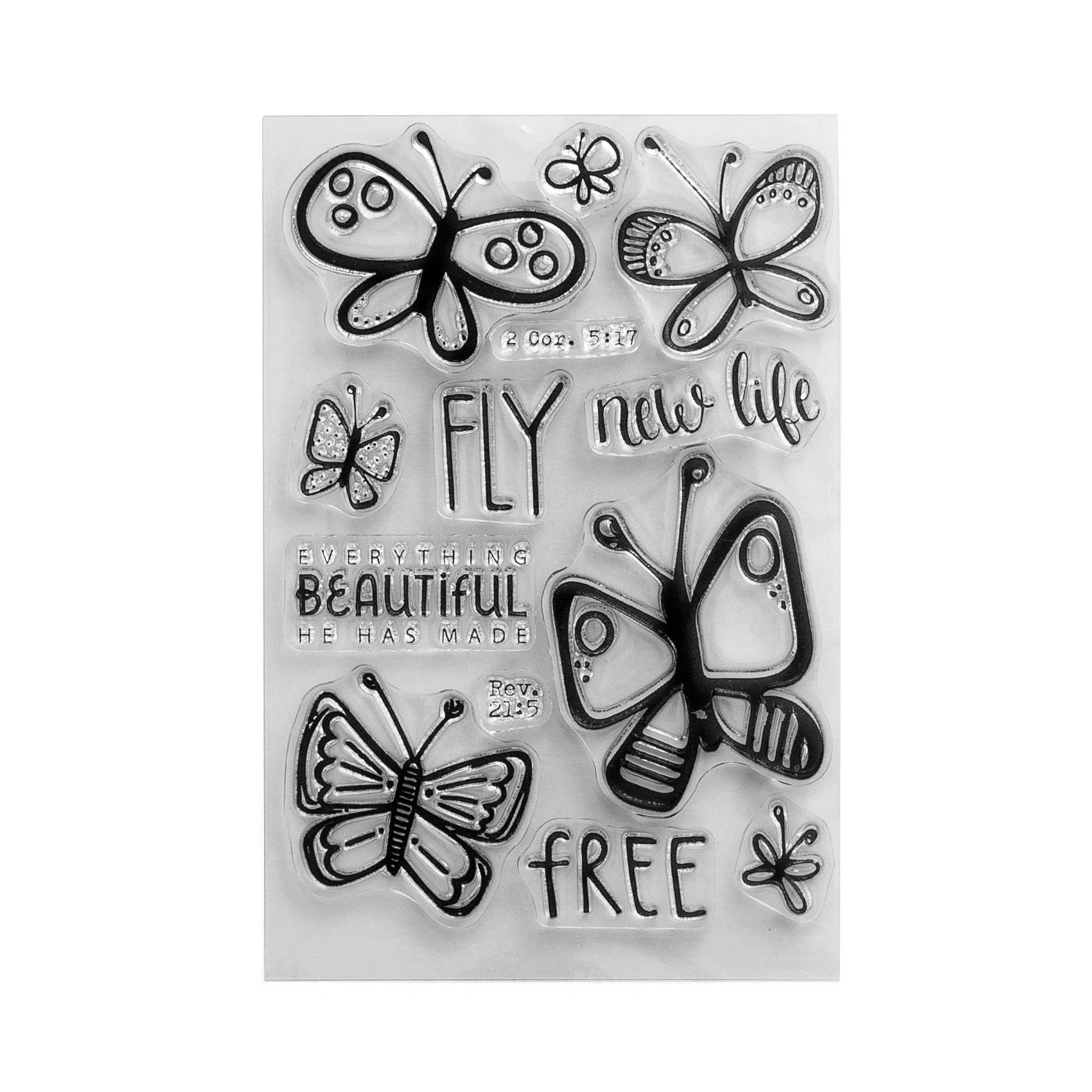 Fly Free Butterfly Clear Stamps for Bible Journaling & Scrapbooking - Illustrated Faith Religious Craft Supplies