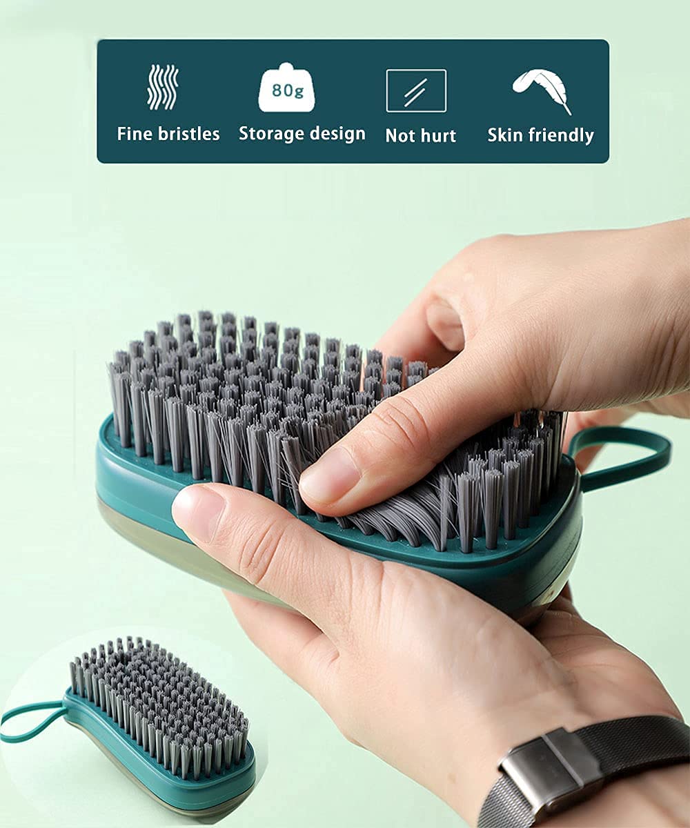 Leeonz Soap Dispenser Scrub Cleaning Brush - Multi-Purpose Household Cleaning Tool for Laundry, Clothes, Shoes, Bathroom, Kitchen, Tub, Shower, Sink & Carpet - Durable Green Scrubber for Deep Cleaning & Stain Removal - Perfect for Home, Office & Car Cleaning