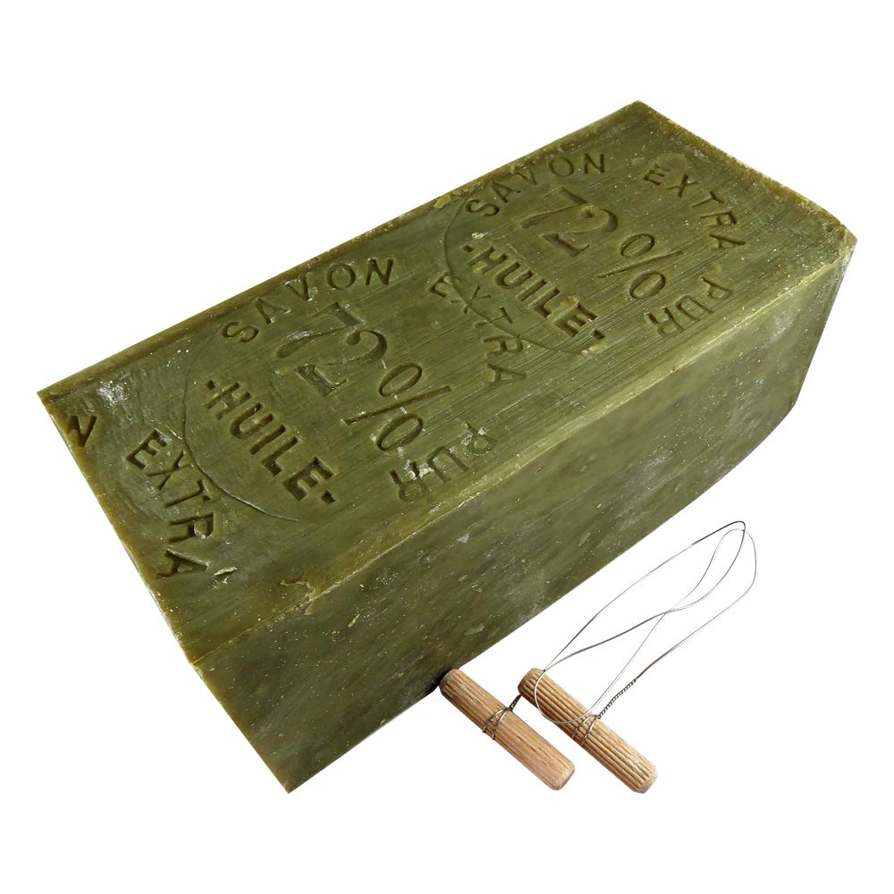 **Marius Fabre Olive Oil Marseille Soap Block 35.2 oz - Natural French Soap for Skin & Hair - Includes Soap Cutter - Perfect for Bath, Shower & Travel**