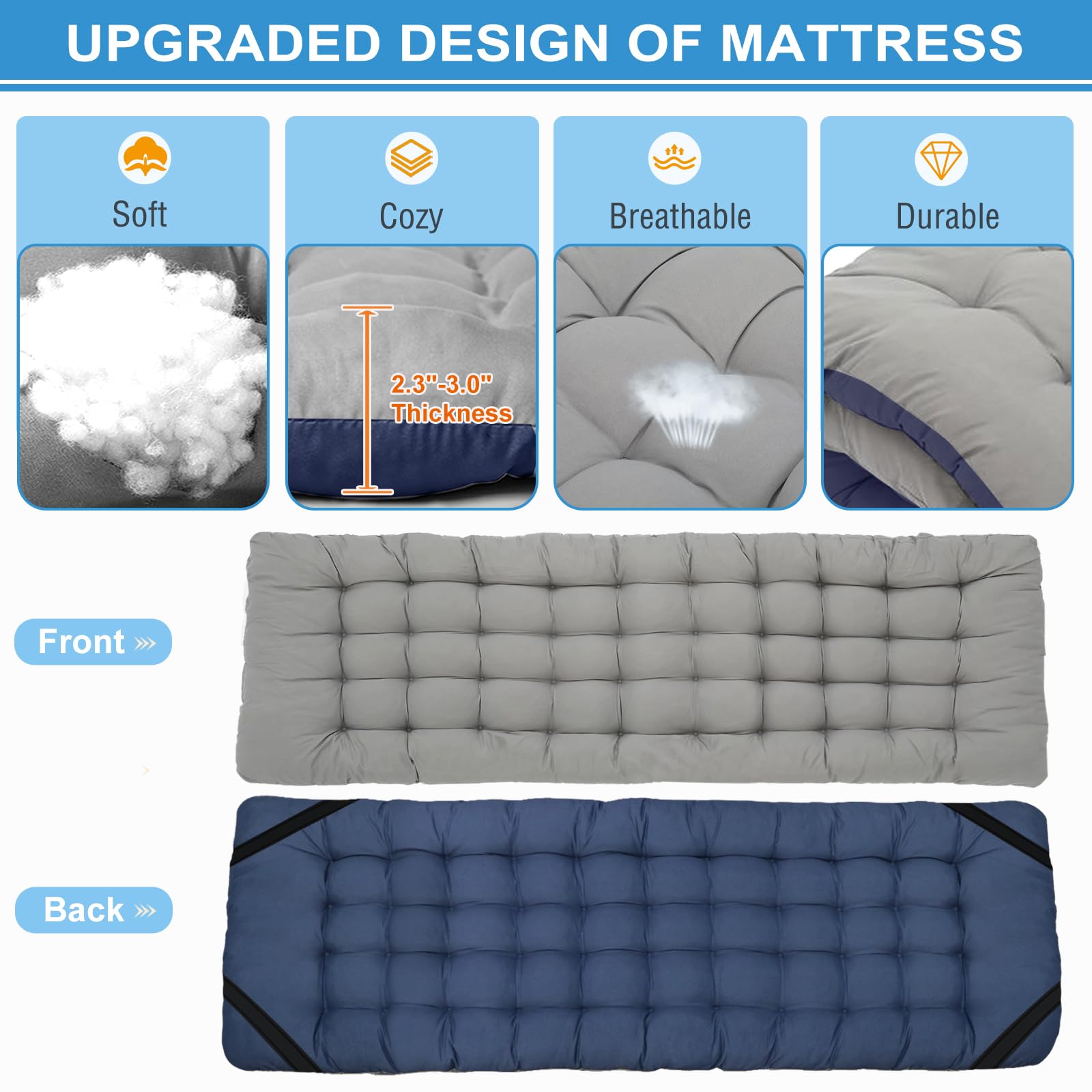 DoCred 2-Pack Heavy Duty Folding Camping Cot with Mattress for Adults - Portable Sleeping Bed for Outdoor, Travel & Emergency Use - Includes Carry Bag - Supports 500lbs - Perfect for Camping, Hiking, Backpacking & Guest Beds