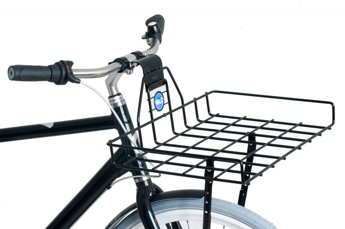 Wald 257 Multi-Fit Front Pizza Box Bicycle Basket - Black | Universal Bike Cargo Carrier for Delivery, Picnics & Commuting