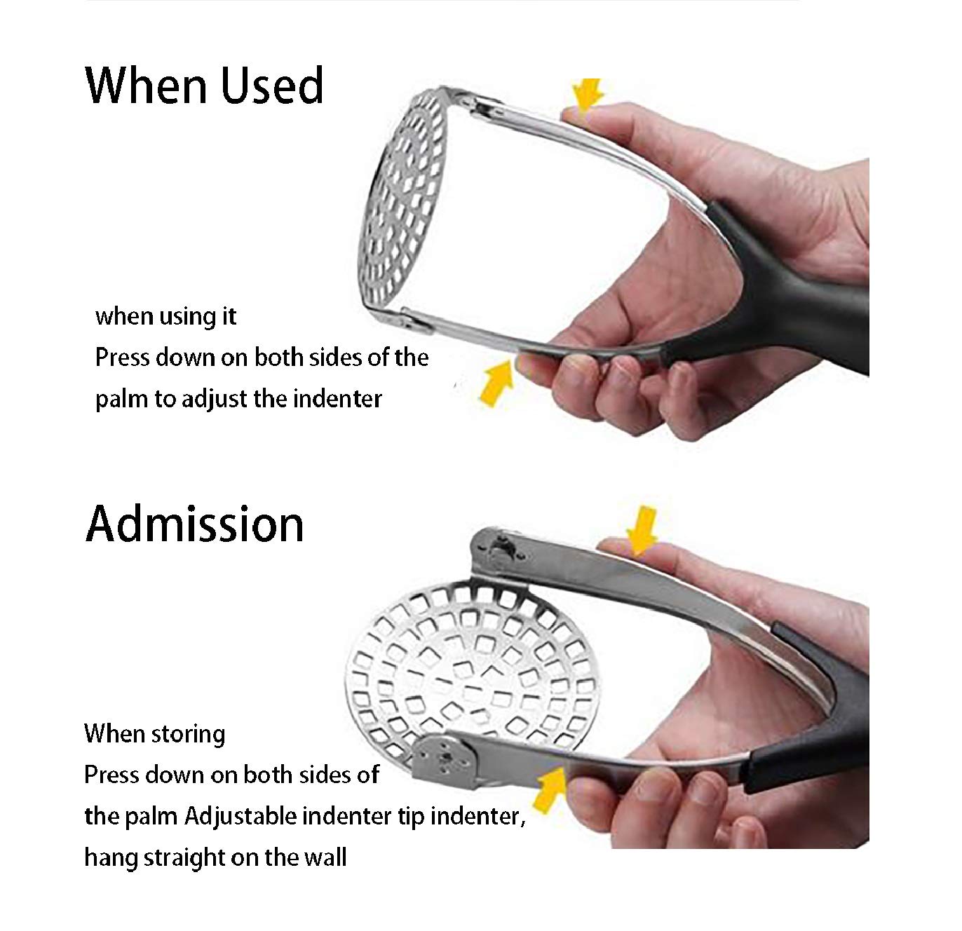 Stainless Steel Potato Masher - Heavy Duty Kitchen Tool for Mashing Potatoes, Vegetables & Fruits | Foldable Design for Easy Storage | Perfect for Home Cooking, Baking & Meal Prep