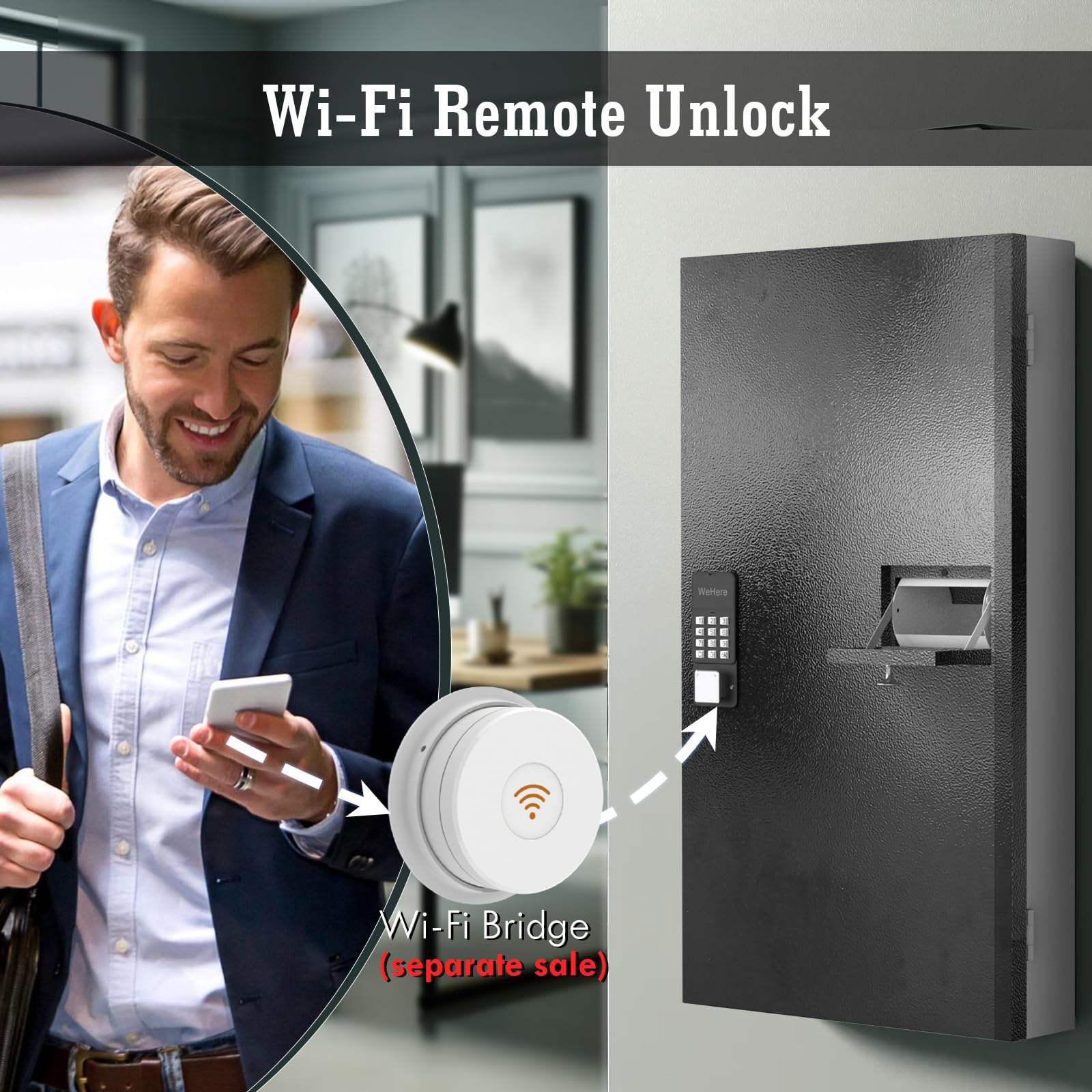 WeHere 104-Key Smart Key Lock Box with Bluetooth, OTP, Wi-Fi & Key Unlock - Wall Mount Key Cabinet for Hotels, Car Dealerships, Realtors & Offices | Secure Key Storage Solution for Property Access Management
