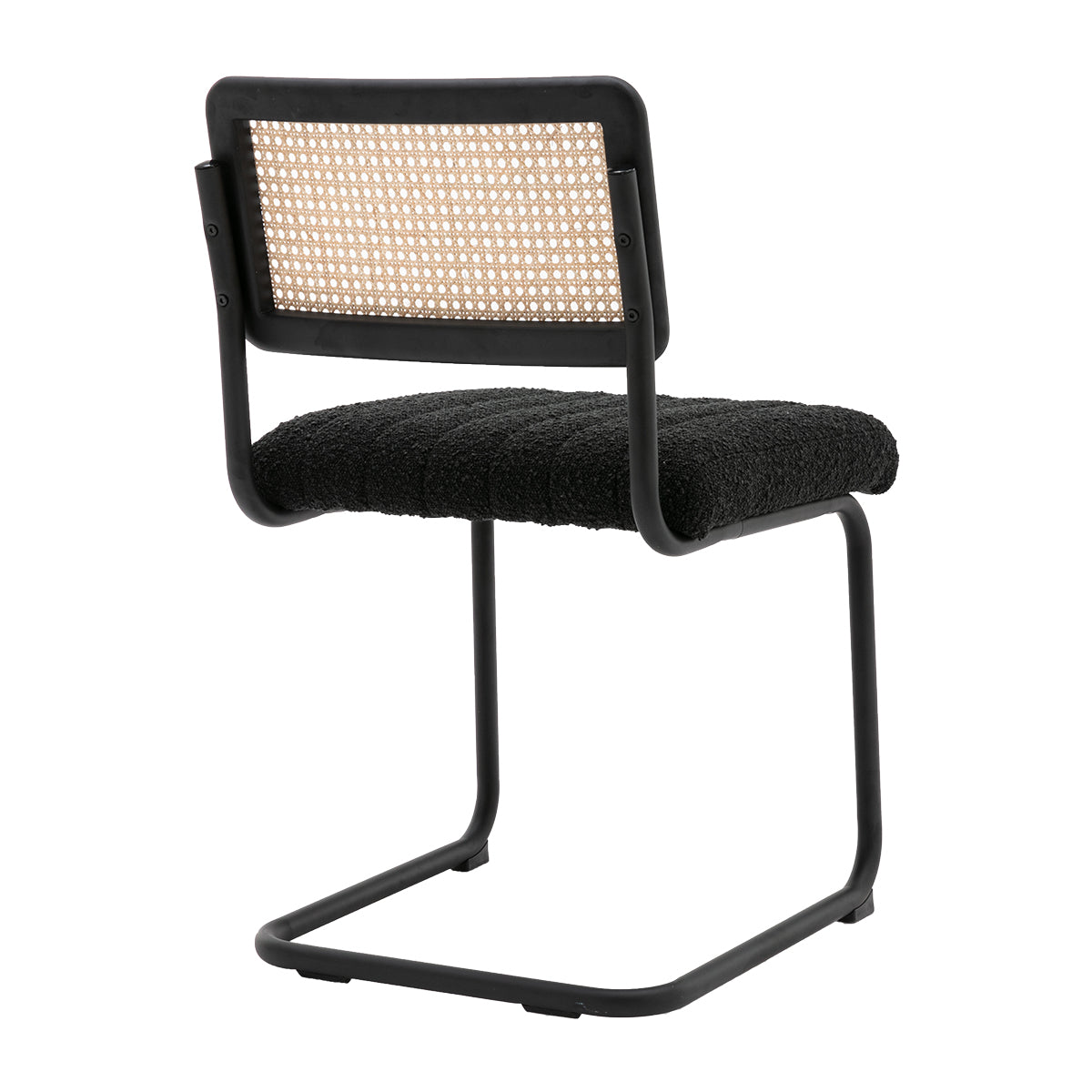 Blake Rattan Boucle Dining Chair - Modern Woven Rattan Accent Chair for Kitchen, Dining Room, or Breakfast Nook - Comfortable & Stylish Seating for Home Decor
