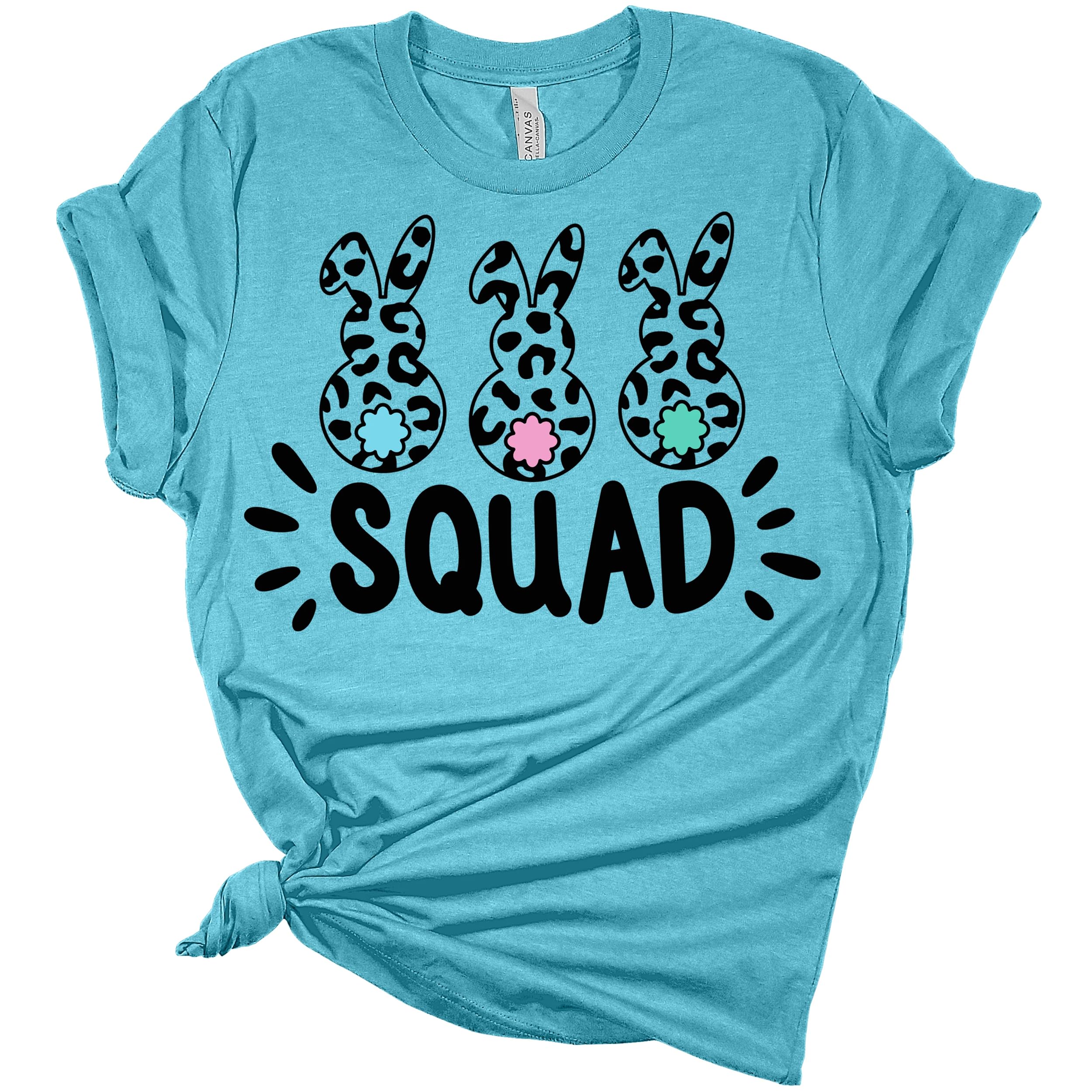 Women's Easter Bunny Squad Graphic T-Shirt - Funny Cute Easter Tee for Women - Perfect for Easter Parties, Family Gatherings & Spring Outfits