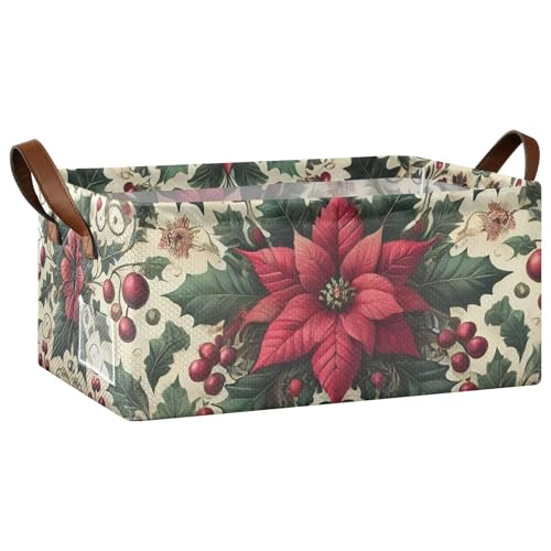 Vintage Christmas Flowers Red