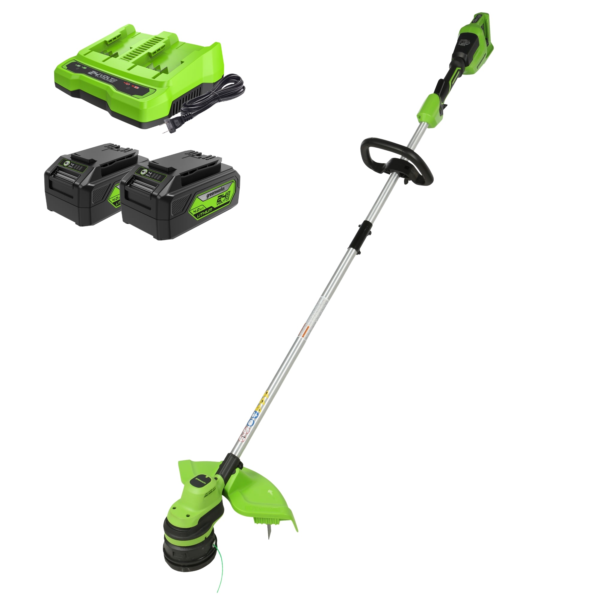 48V (2x24V) 15-Inch Cordless Battery Load N' Go™ String Trimmer with 2 x 4.0Ah USB Batteries & Charger - Lightweight Lawn Edger for Yard Maintenance, Landscaping, and Home Garden Care