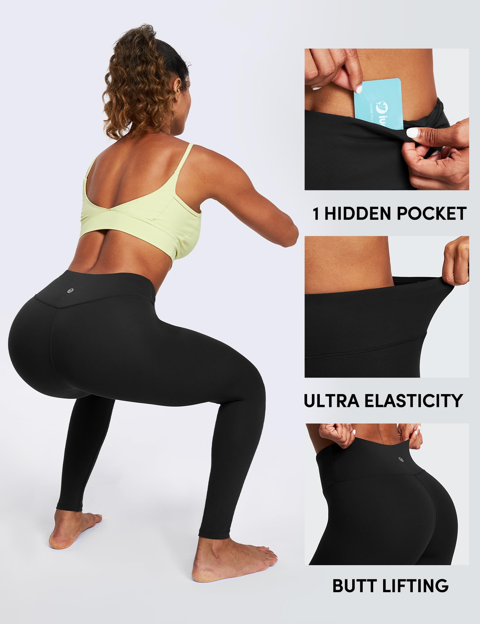 IUGA High Waisted Yoga Pants for Women - Tummy Control Workout Leggings with Inner Pocket - Perfect for Running, Gym & Lounge Wear