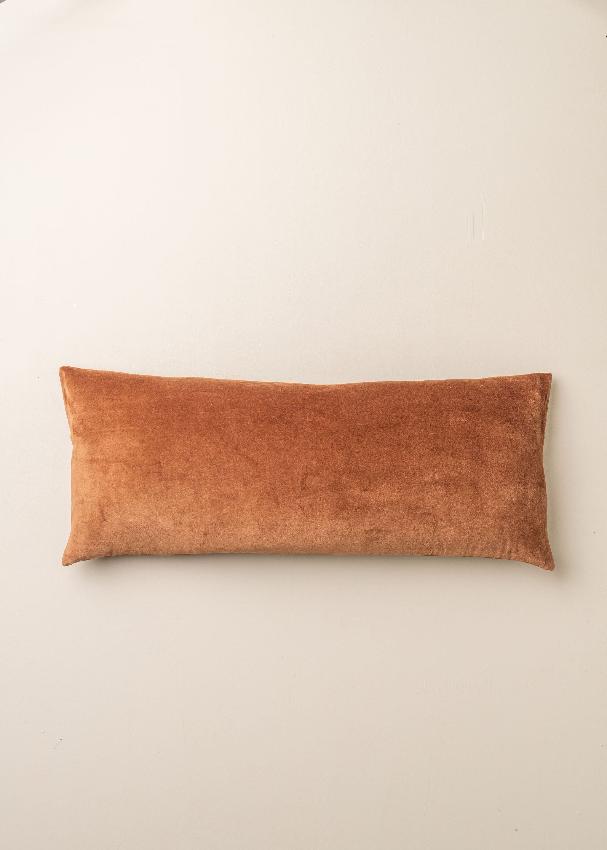 Linen Velvet Bolster Cushion Pillow - Soft Support for Sofa, Bed, Floor - Terracotta Home Decor for Living Room, Bedroom, Nursery