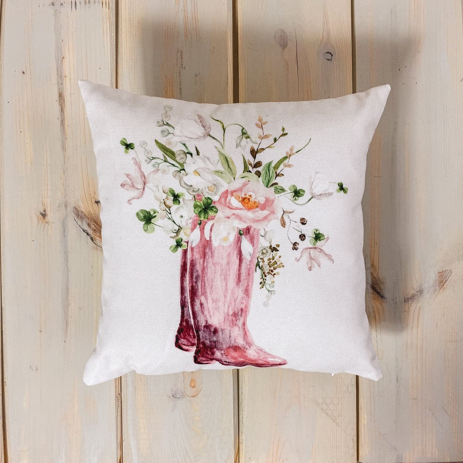 Floral Pink Throw Pillow Cover with Flower Pot Design - Home Decor Gift for Women, Perfect for Living Room, Bedroom, or Housewarming Present