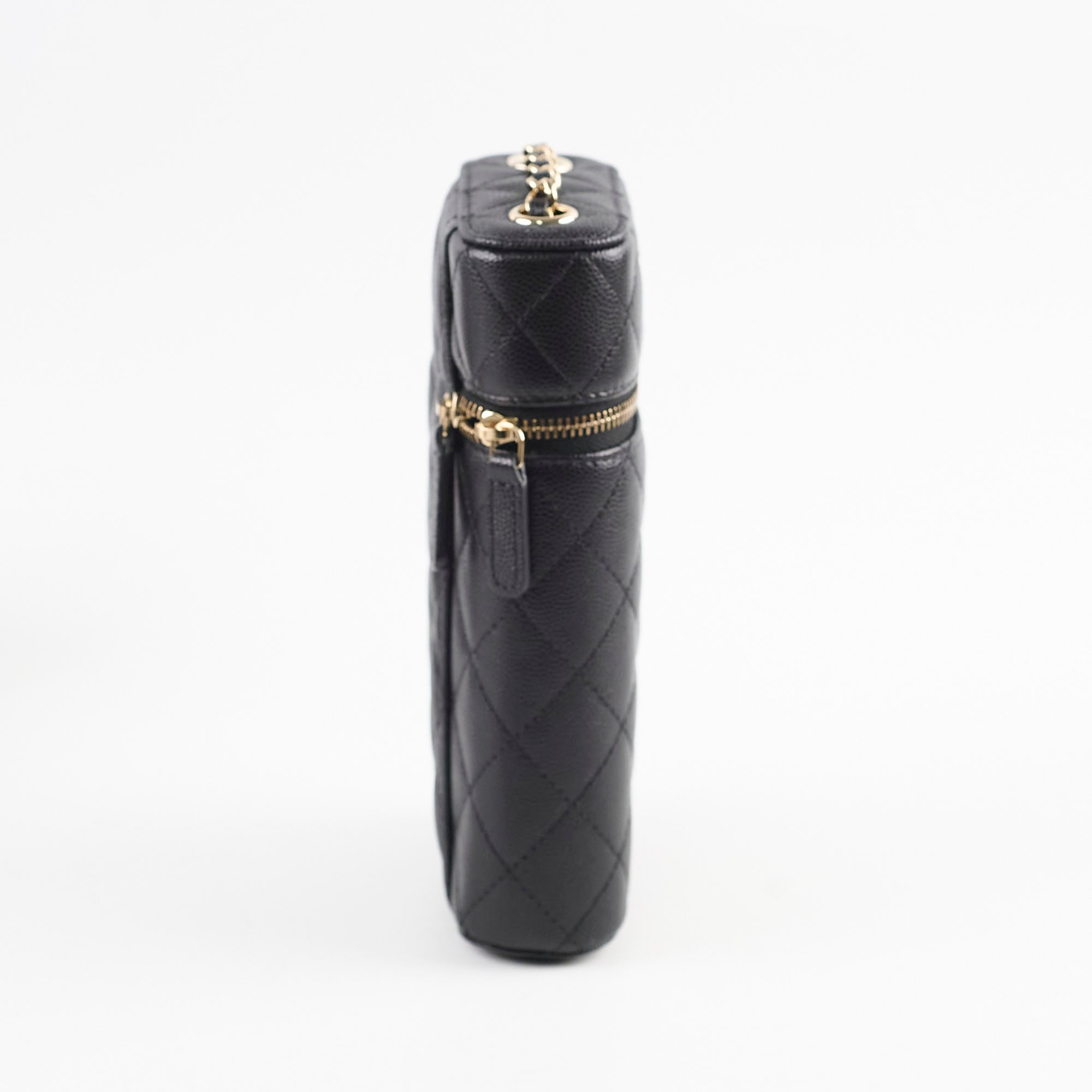 Chanel Caviar Vertical Vanity Case Black - Luxury Leather Cosmetic Bag for Women | Perfect for Travel, Makeup Storage & Everyday Use