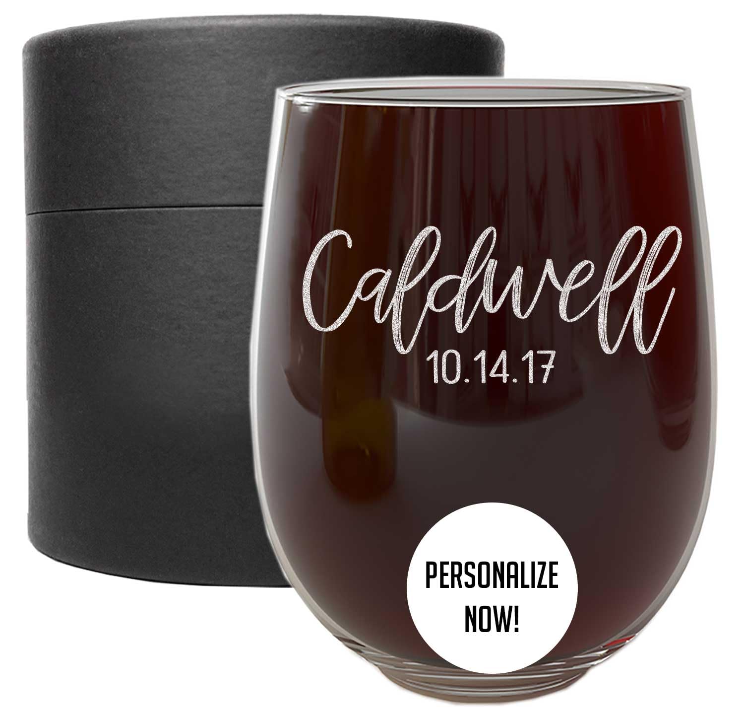Personalized Mother's Day Wine Glass - 17oz Stemless Custom Engraved Monogram Wine Cup - Unique Gift for Mom, Women, Bridesmaids, Sisters - Perfect for Birthday, Wedding, Anniversary Celebrations & Romantic Dinners