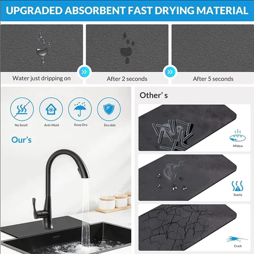 Diatomite Faucet Mat - Fast-Drying Splash Guard for Kitchen Sink