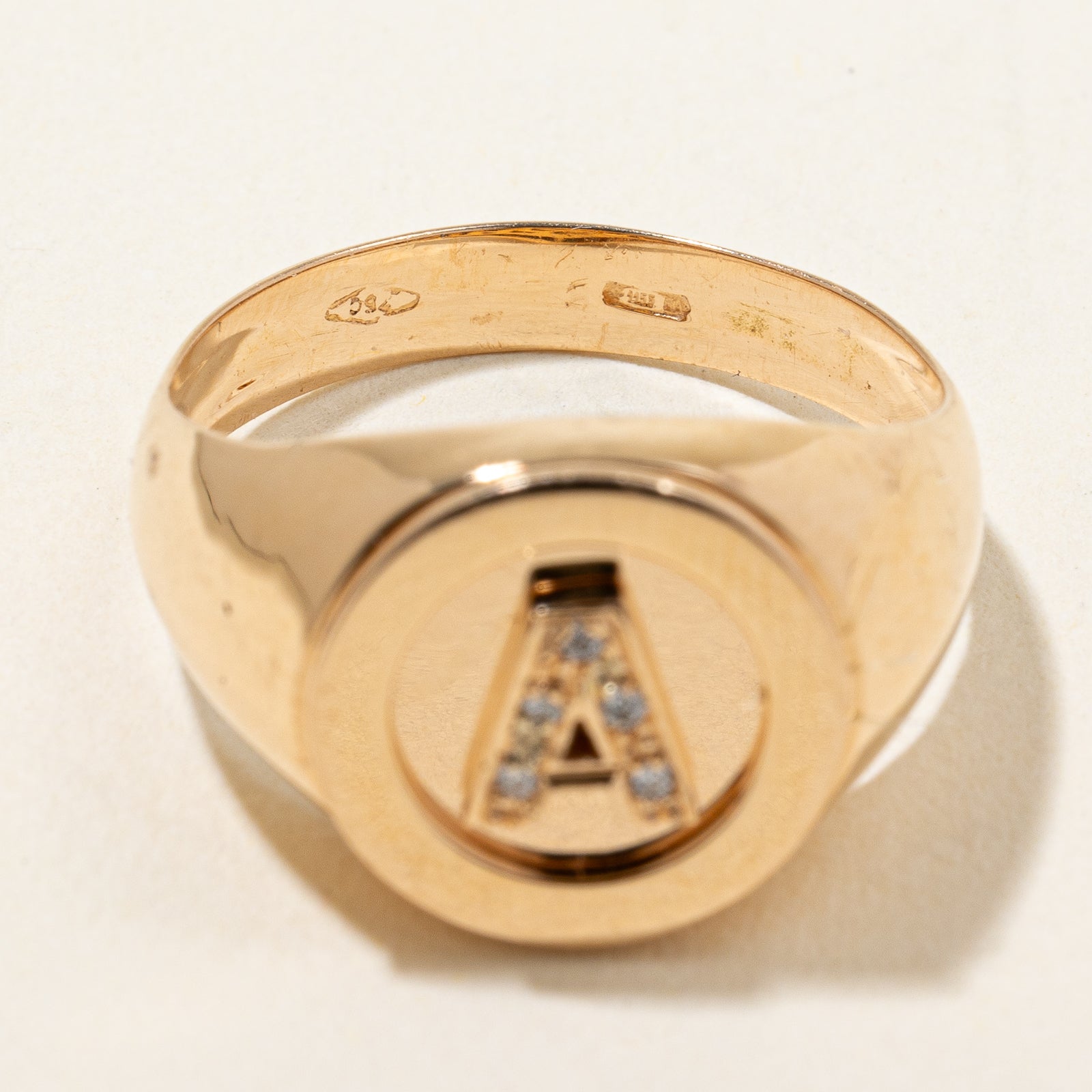 Diamond A Initial Signet Ring - 0.02ctw Genuine Diamond, Size 6.25, Sterling Silver, Personalized Monogram Jewelry for Women - Perfect for Gifts, Engagements & Everyday Elegance